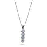 A DIAMOND FOUR STONE FLEXIBLE LINK PENDANT AND 18" CHAIN, IN 18CT WHITE GOLD.