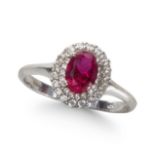 NO RESERVE, A RUBY CLUSTER RING, IN WHITE GOLD.
