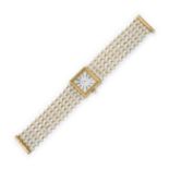 CHANEL, AN 18CT YELLOW GOLD AND PEARL WATCH.