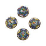 AN ANTIQUE VICTORIAN FOUR MICRO MOSAIC BUTTONS.