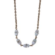 AN ART DECO OPAL AND CRYSTAL NECKLACE, IN YELLOW GOLD.