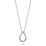 A DIAMOND PEAR DROP PENDANT WITH 18" CHAIN, IN 18CT WHITE GOLD.