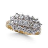 A DIAMOND CLUSTER RING, IN 18CT YELLOW AND WHITE GOLD.