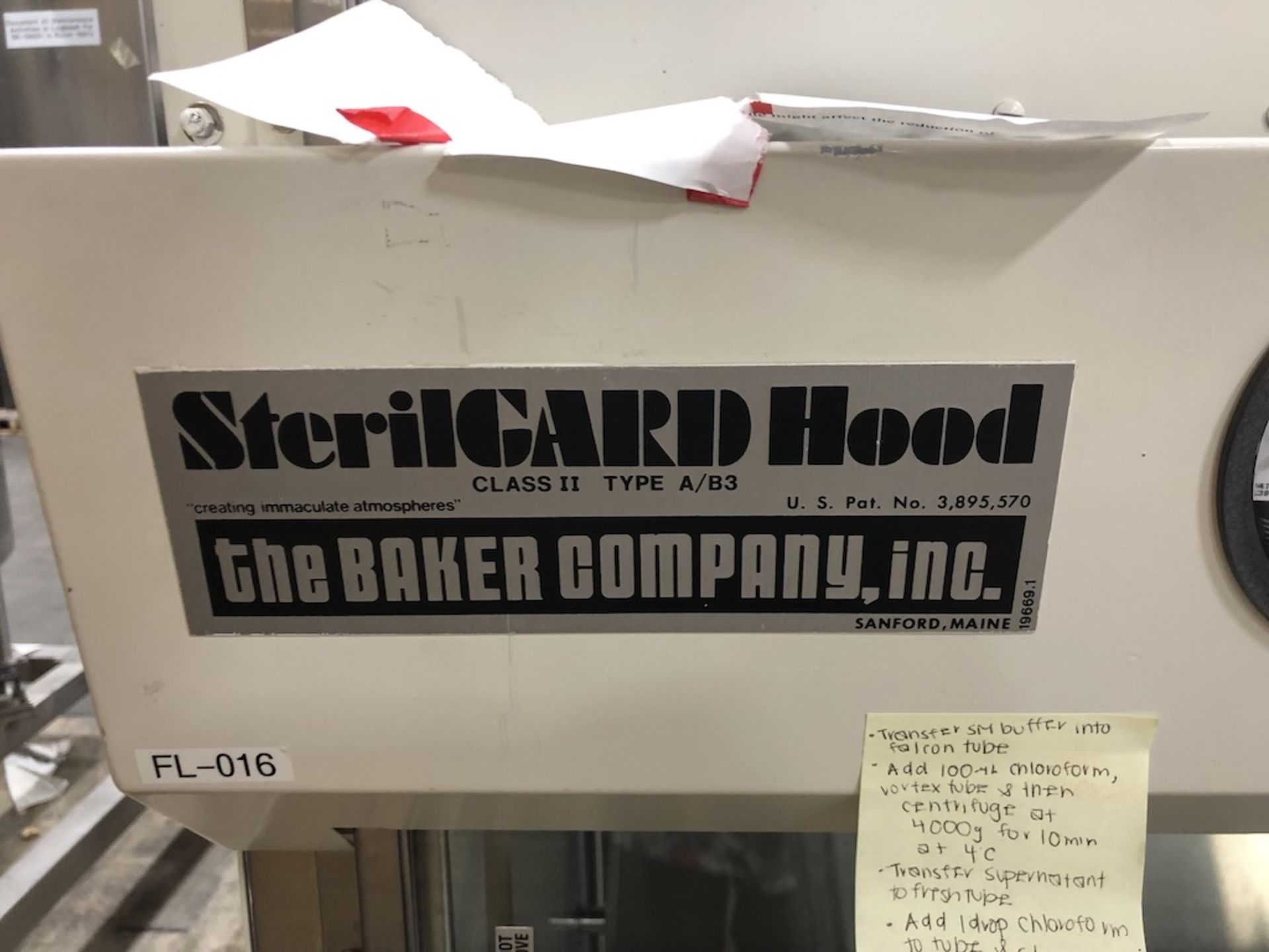 THE BAKER COMPANY INC. STERILGARD HOOD CLASS II TYPE A/B3 MODEL: S640; SN: SL47004V; 115V, 60HZ, - Image 2 of 6