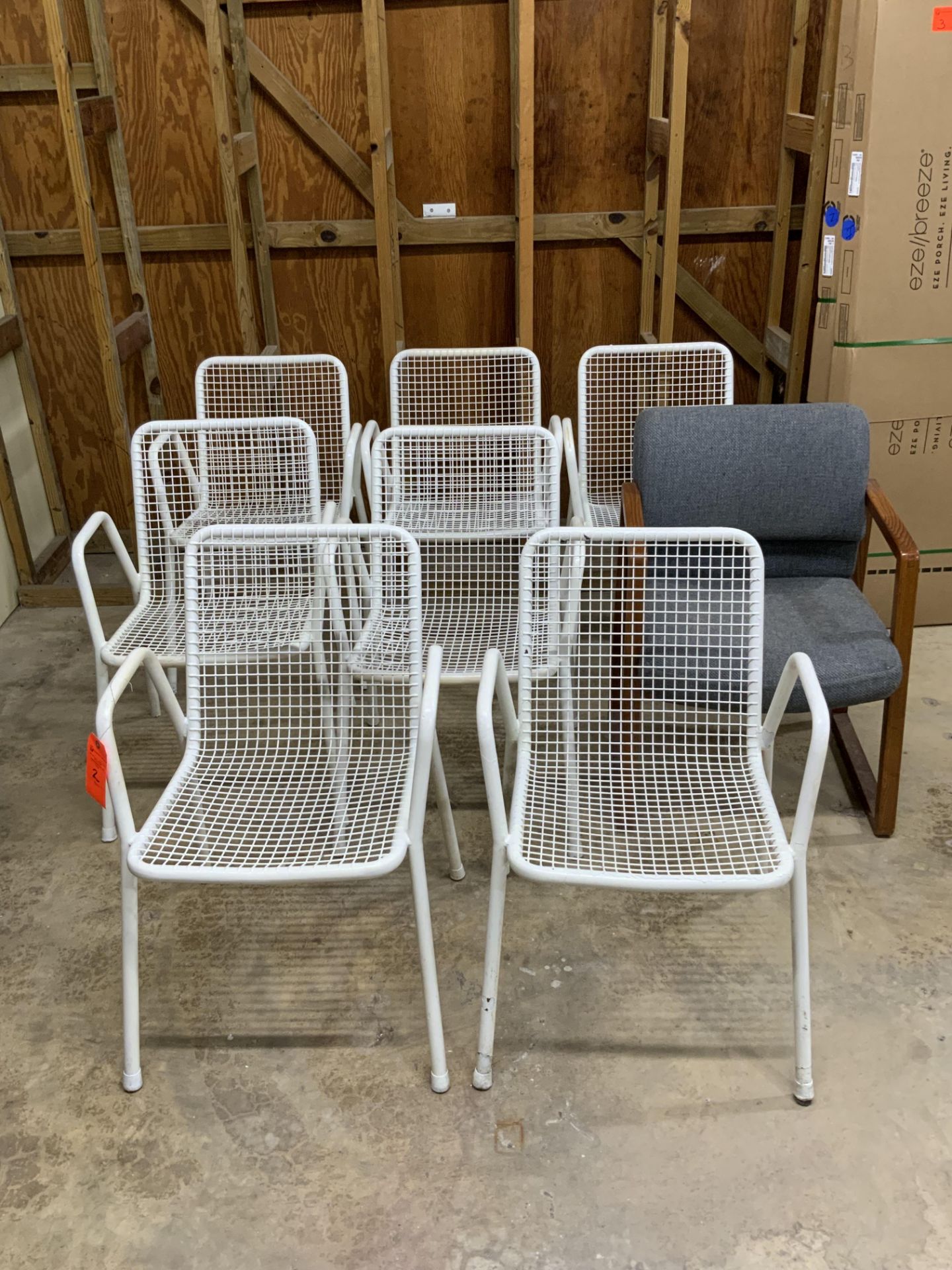 8 Mid-Century Modern Outdoor Chairs (One in rough condition, the rest in good used condition.)
