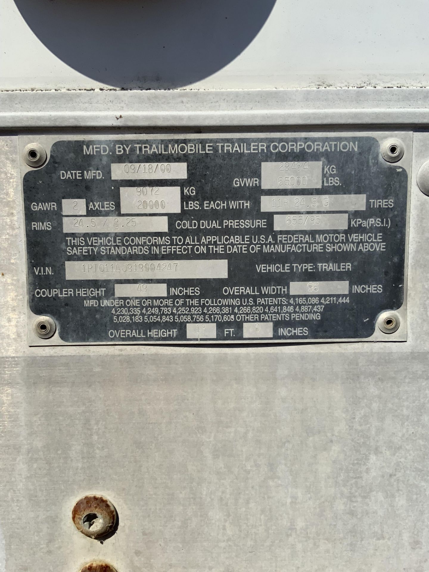 53' Over The Road Trailer 8'4" Interior Height, 92" Interior Width