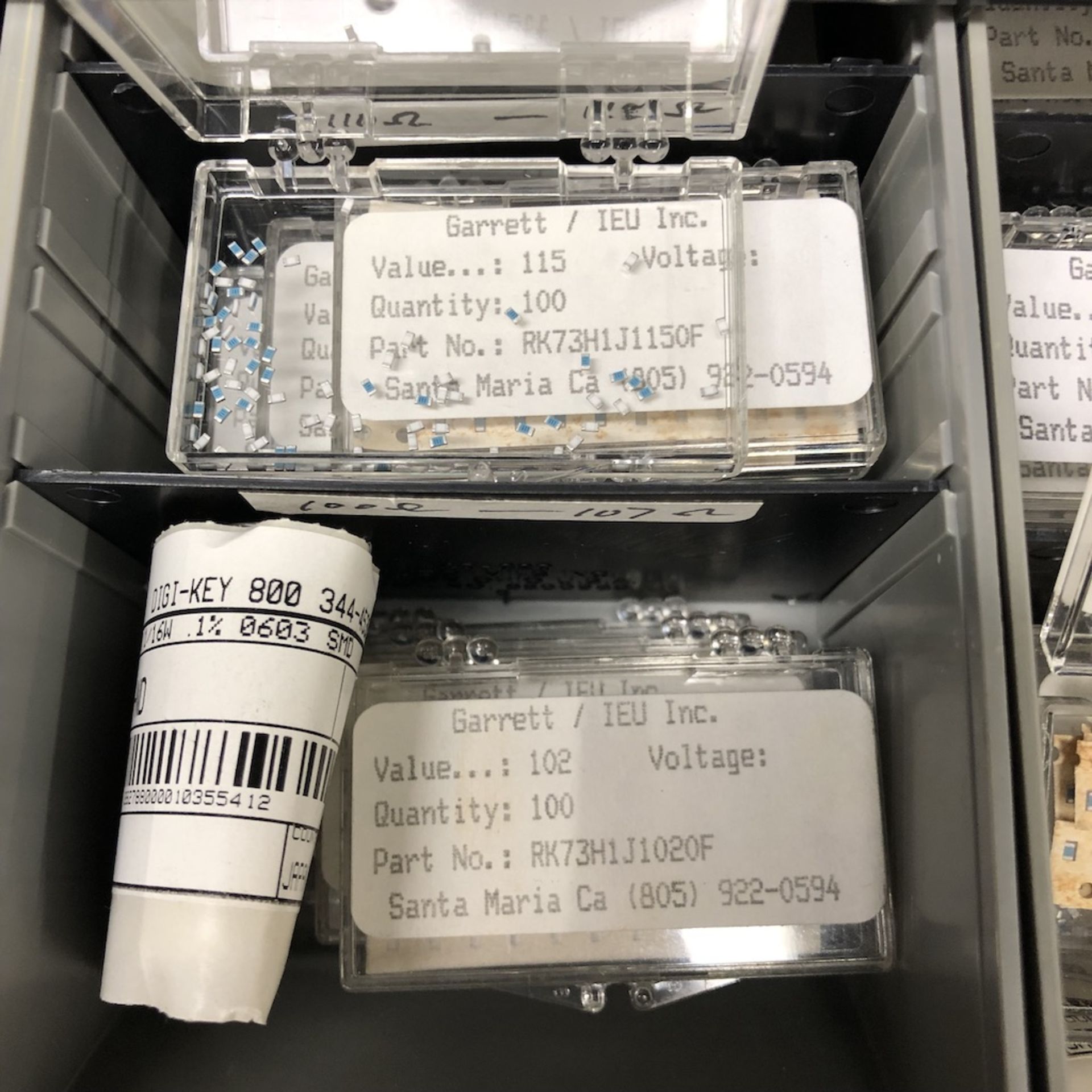 20 DRAWER ORGANIZER BIN: GARRETT IEU INC. RESISTOR CHIPS - Image 5 of 23