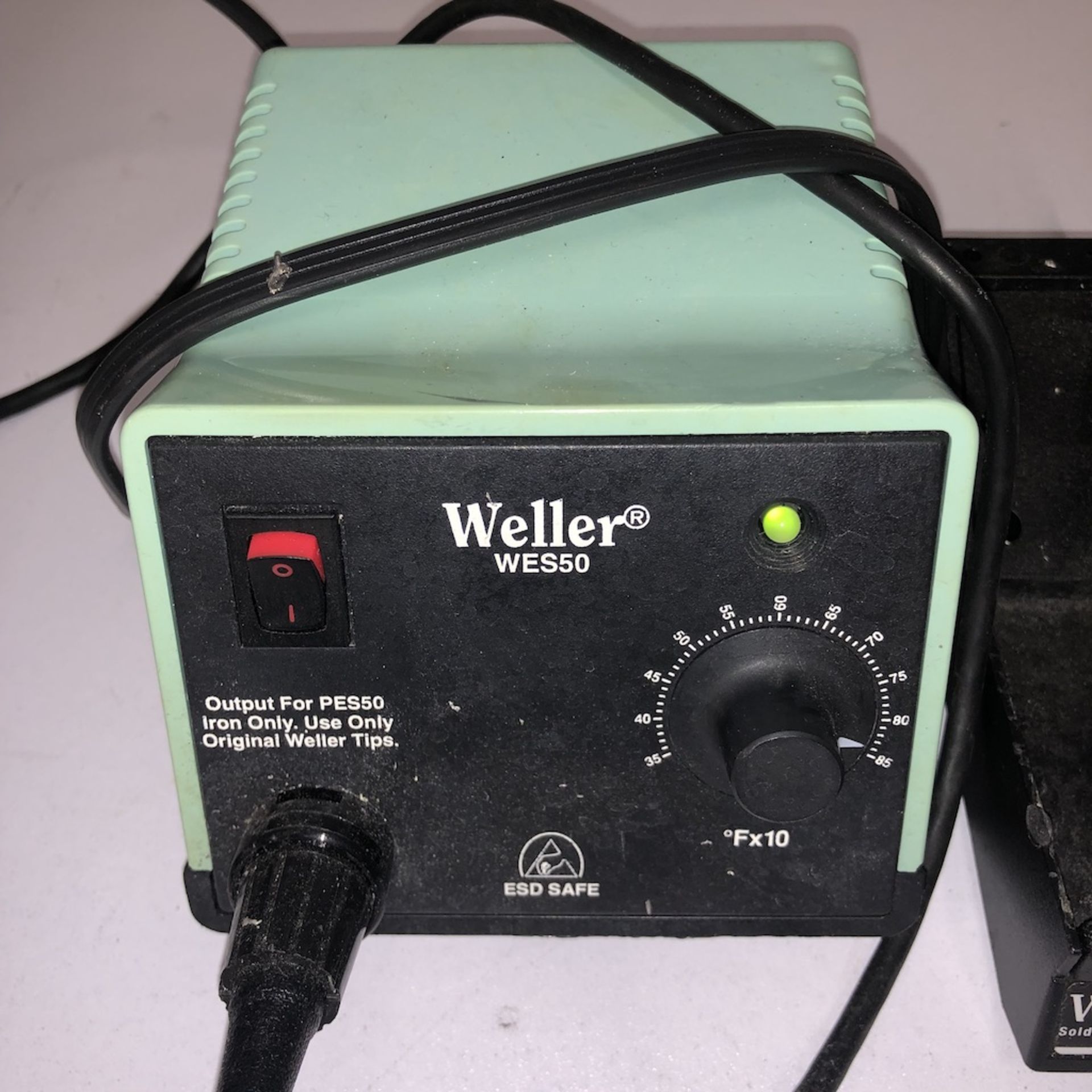 QTY OF 3 ITEMS: WELLER WES50 SOLDERING STATION w/ WELLER SOLDERING WAND STAND w/ WELLER PES50 WAND - Image 2 of 8