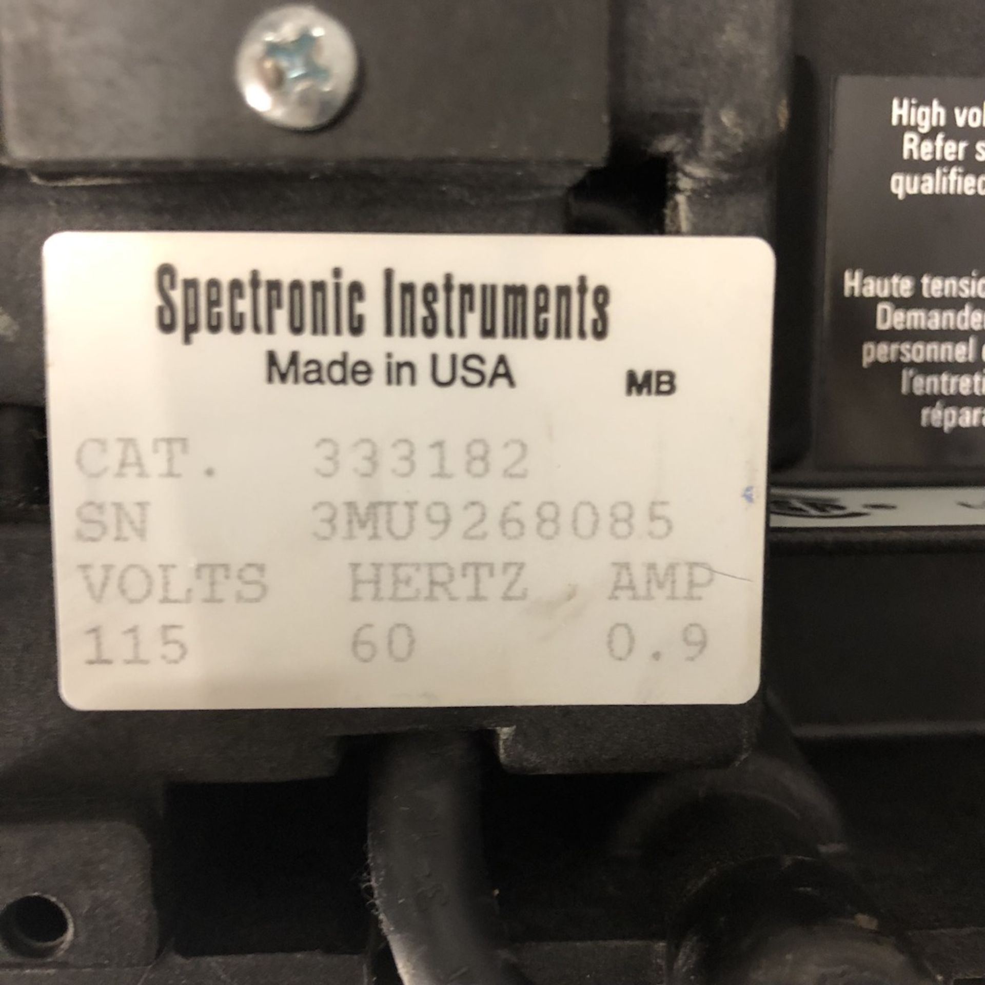 SPECTRONIC INSTRUMENTS 333182 SPECTRONIC 20+ SPECTROMETER - Image 7 of 7