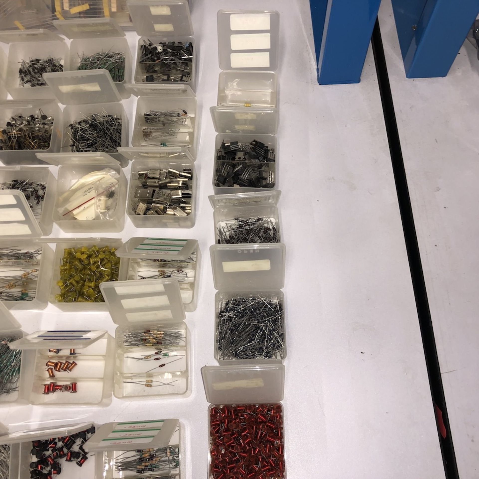 QTY OF 84 CONTAINERS: RESISTORS, TRANSISTORS, COILS, ECT. - Image 12 of 18