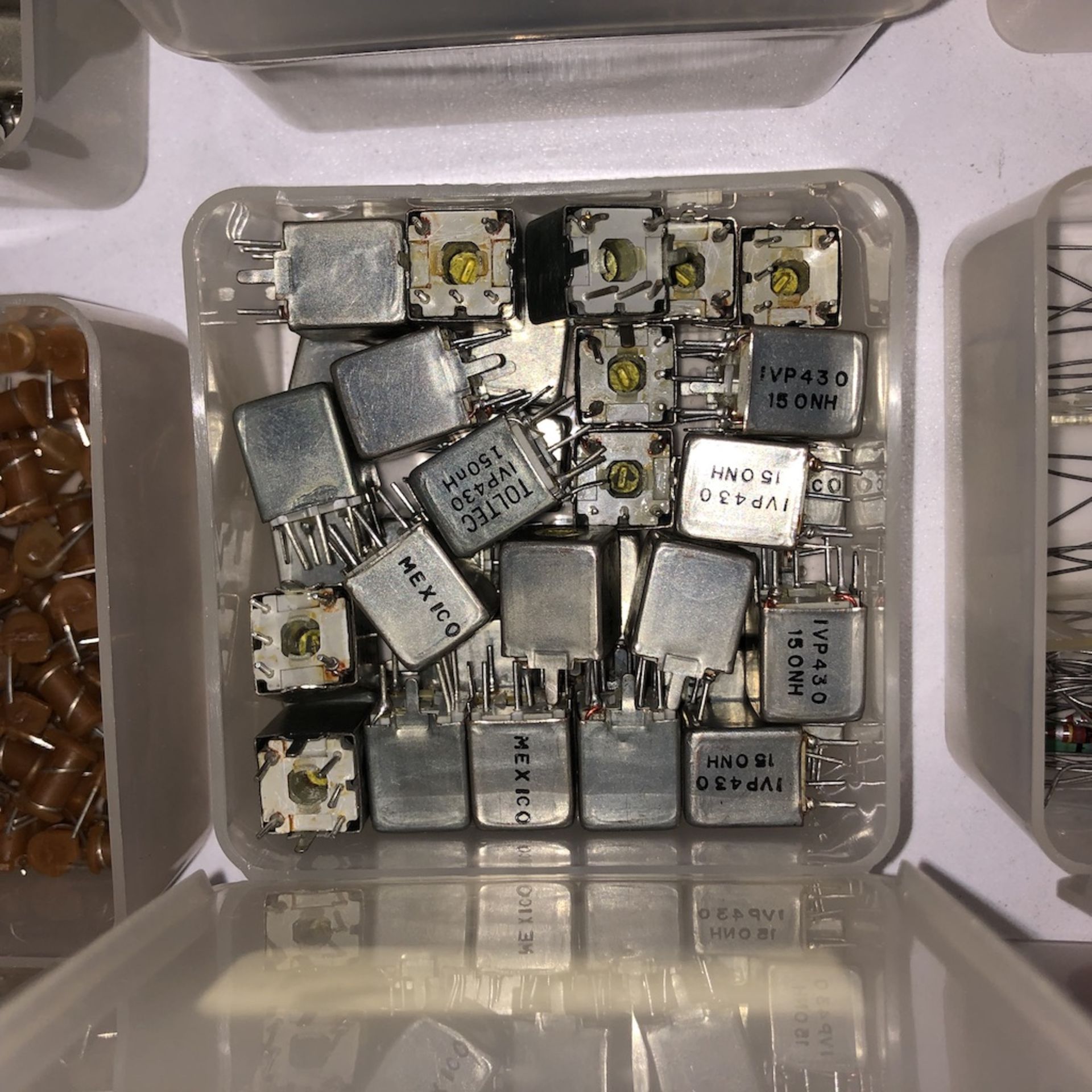 QTY OF 84 CONTAINERS: RESISTORS, TRANSISTORS, COILS, ECT. - Image 14 of 18