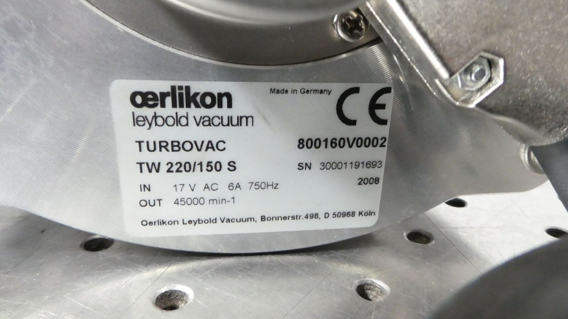Oerlikon Leybold TW 220/150 S Turbovac 2008 Turbo Pump 8698928R004 - Gilroy - Image 7 of 7