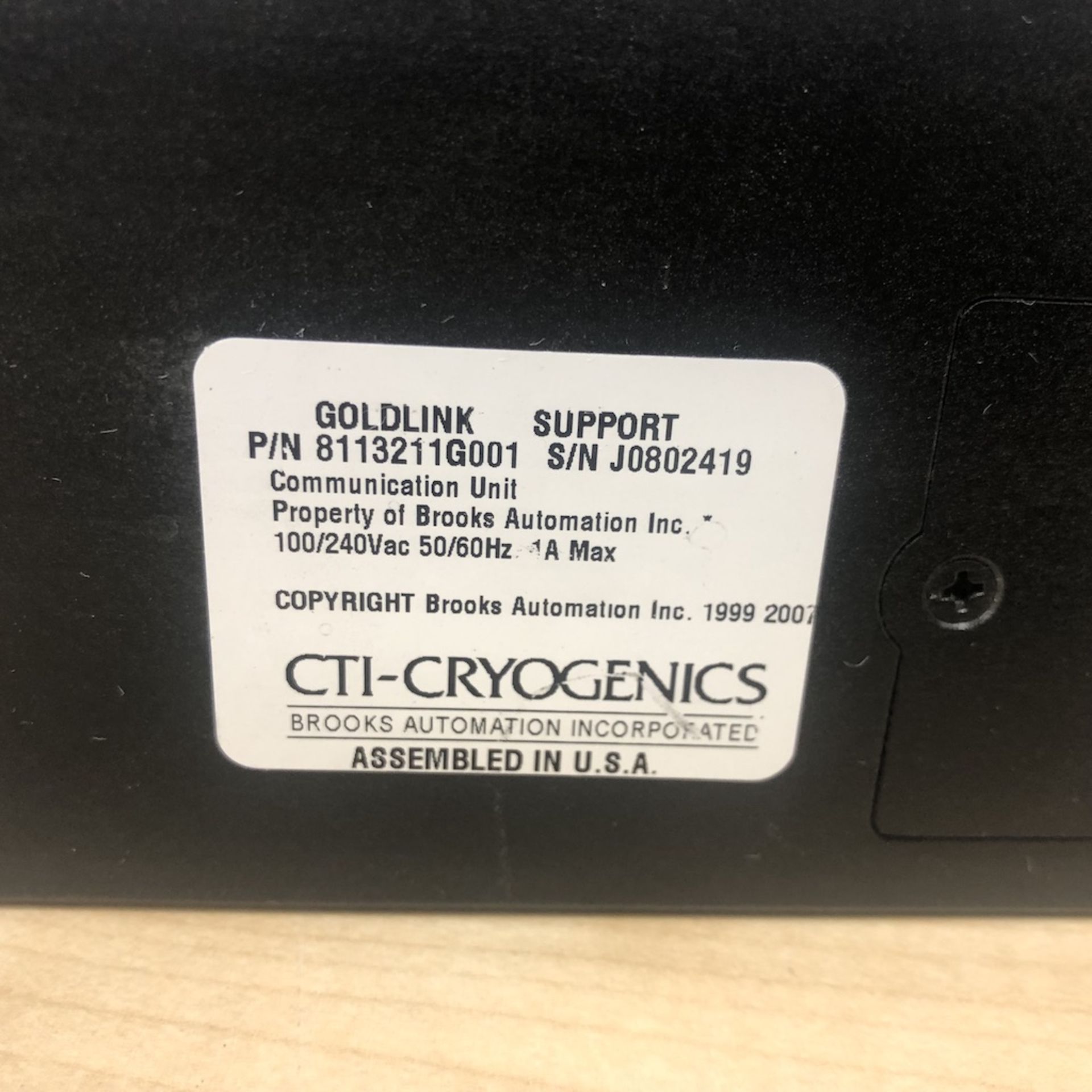 CTI CRYOGENICS HELIX TECHNOLOGY CORPORATION 8113211G001 GOLDLINK SUPPORT - Image 2 of 7