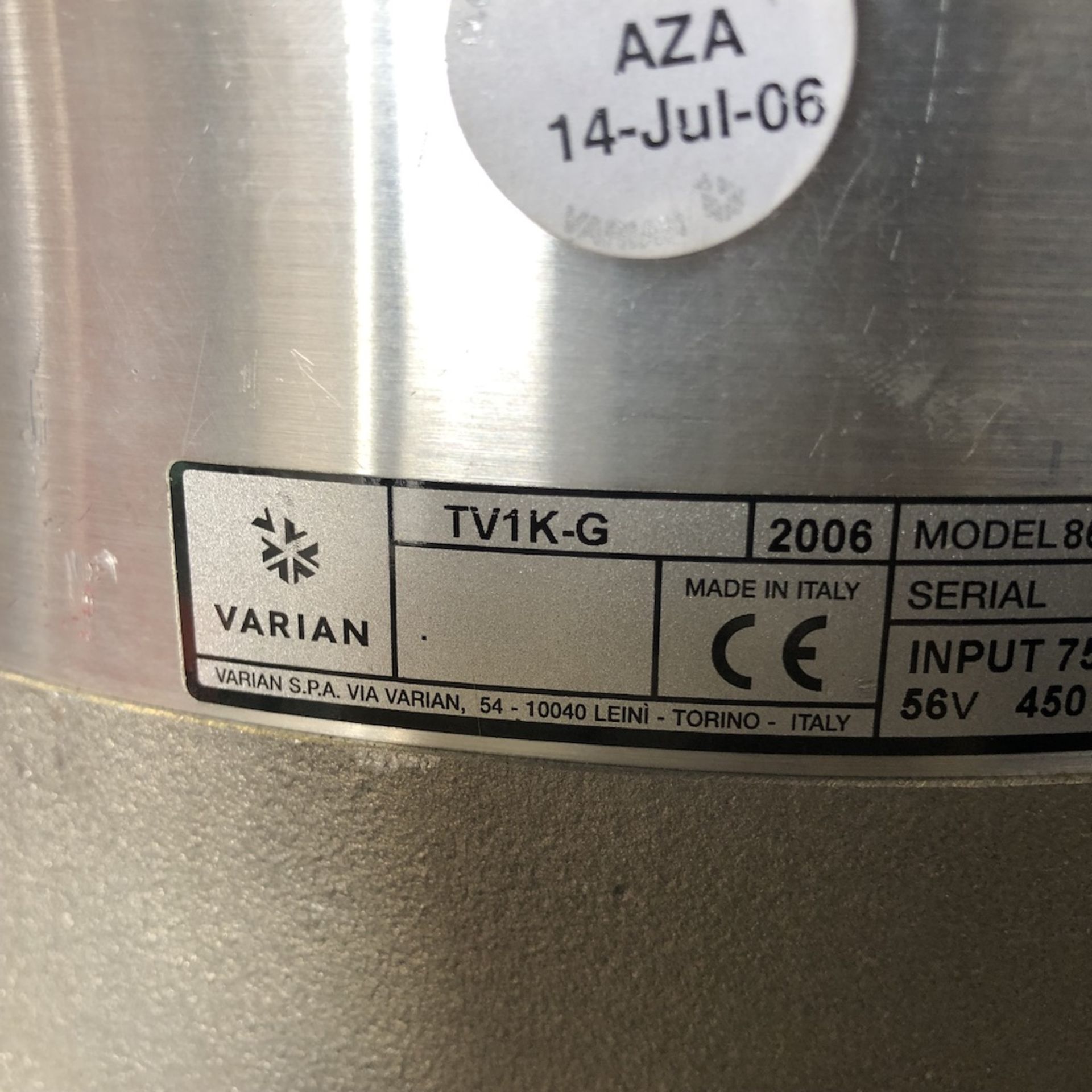 VARIAN TV1K-G 8698961 TURBO PUMP INPUT: 750Hz, 56V, 450 VA - Image 3 of 8