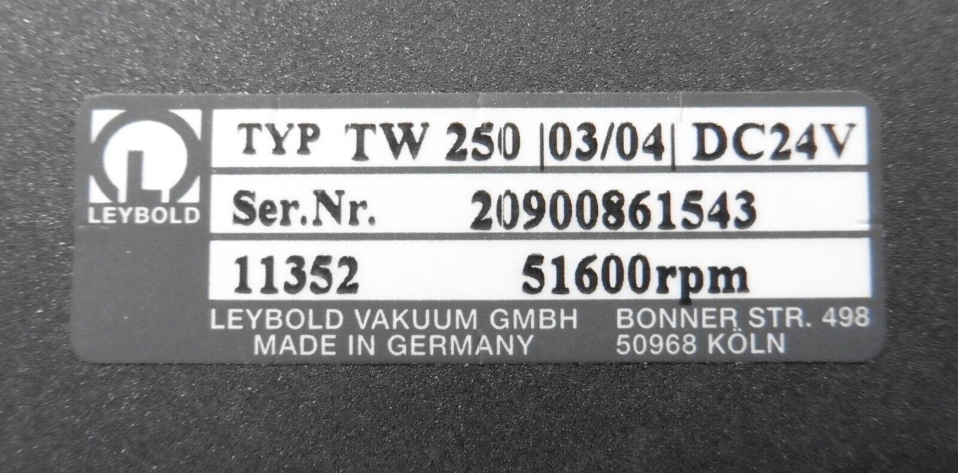 Leybold Vacuum TW 250 Turbomolecular Vacuum Pump - Gilroy - Image 6 of 6