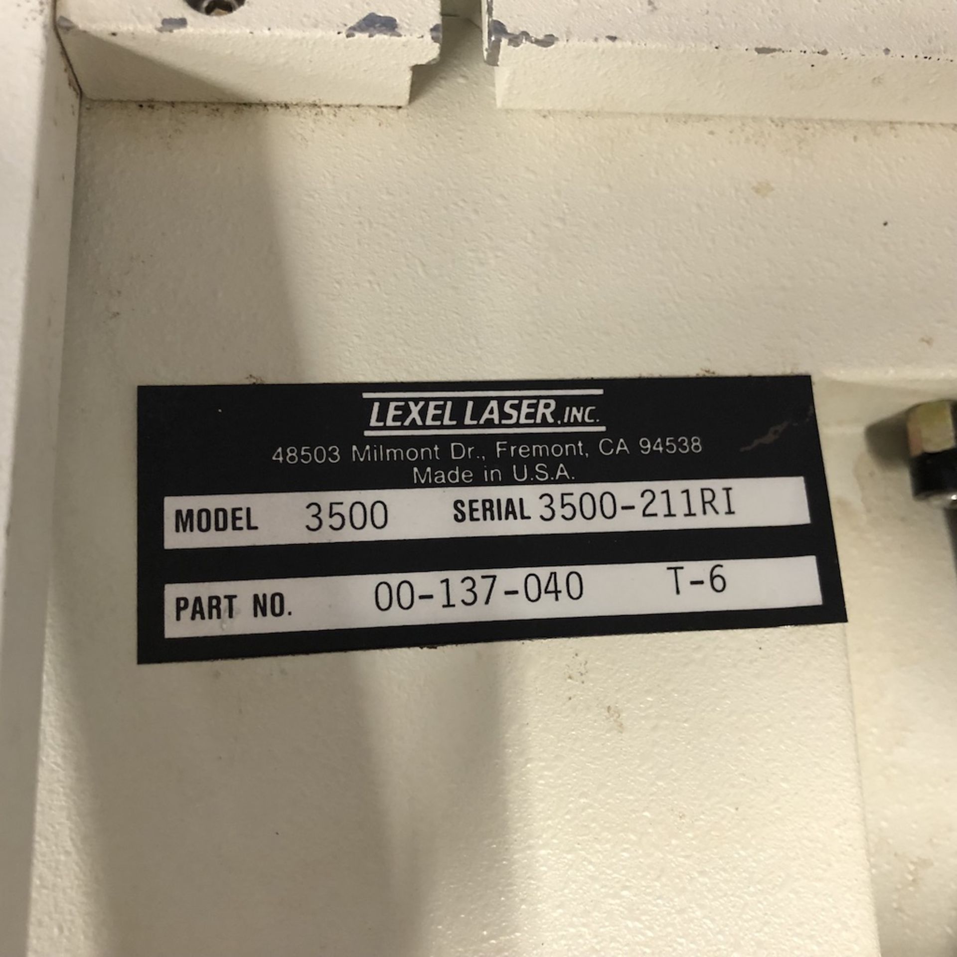 LEXEL LASER INC. 3500 POWER SUPPLY FOR LEXEL LASER INC. 3500 KRYPTON LASER Ê 1218 ALDERWOOD AVE. - Image 7 of 7