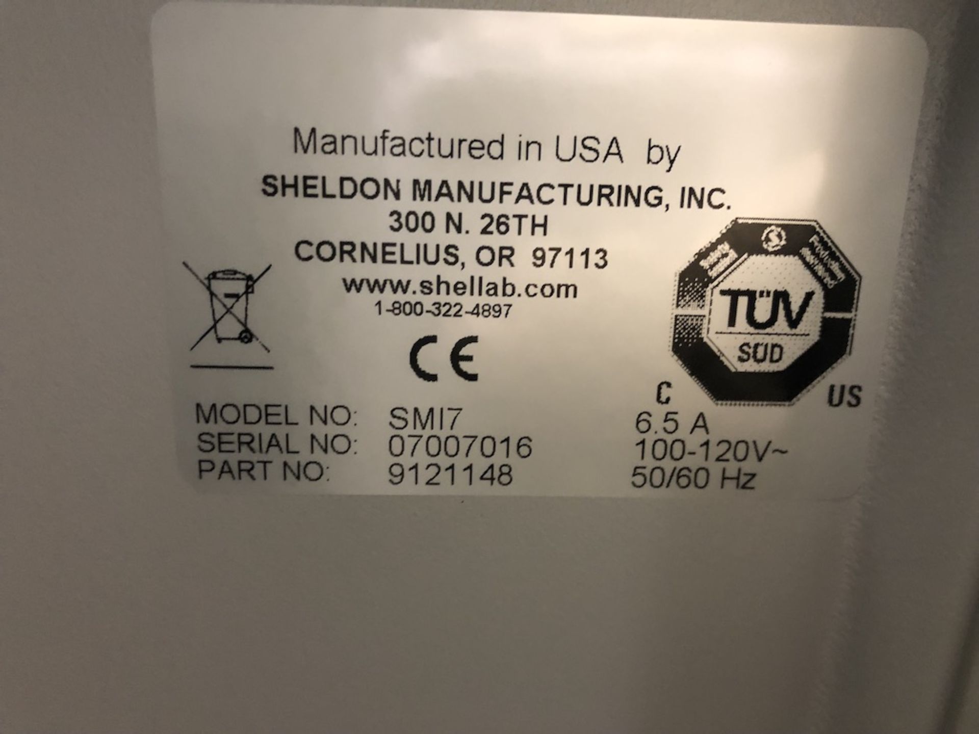 SHELDON MANUFACTURING SM17 MICROBIOLOGICAL INCUBATOR 6.5A, 100/120V, 50/60Hz - Image 11 of 11