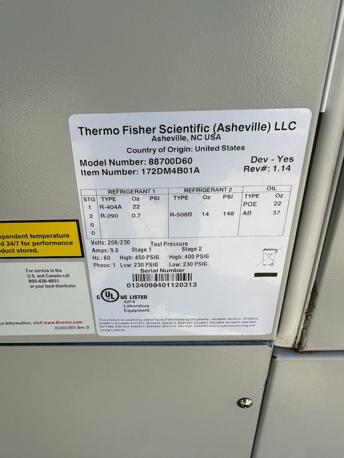 Thermo Scientific Forma 88000 Series Ultra-Low Freezer - Image 5 of 7