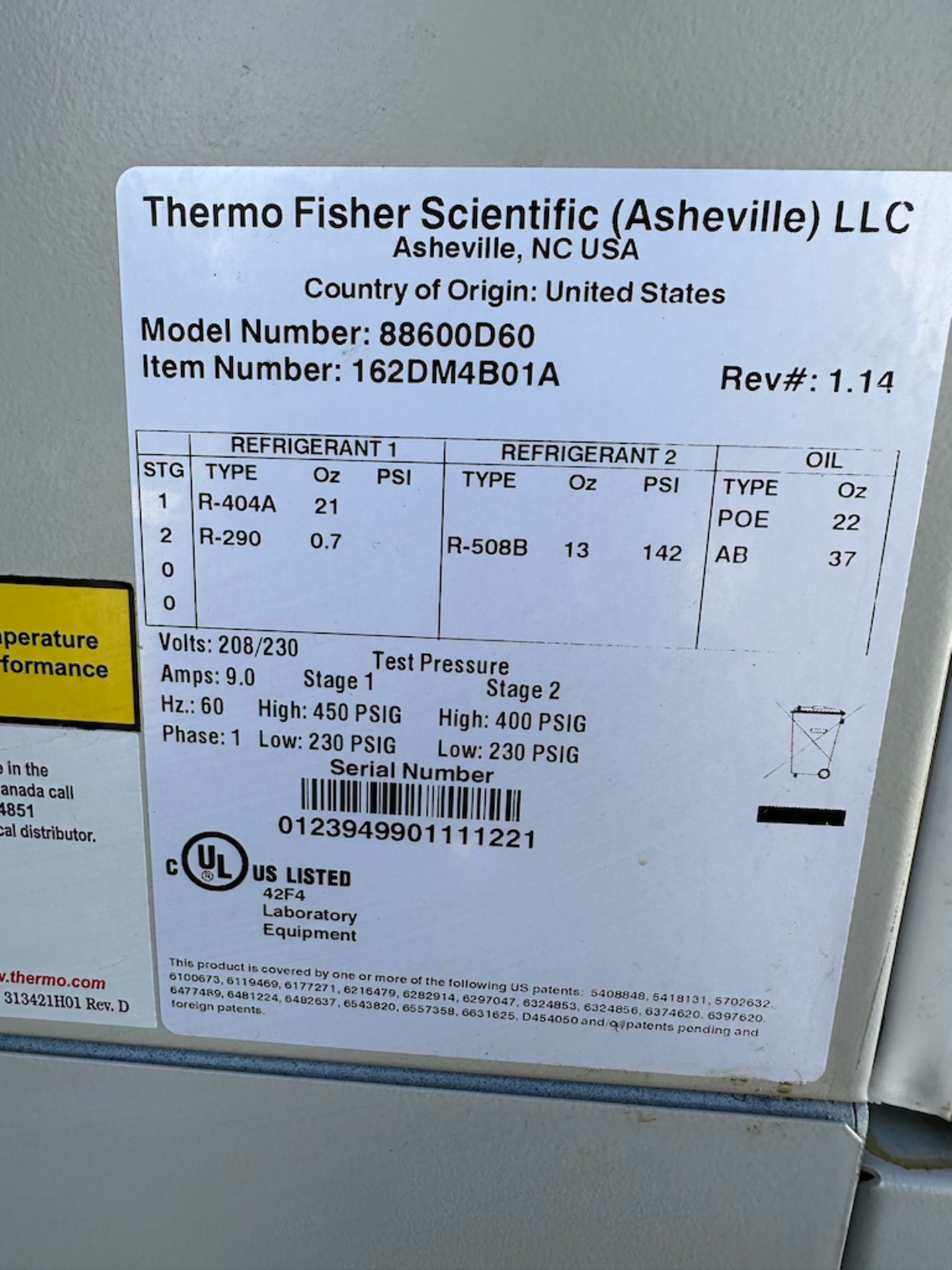 Thermo Scientific Forma 88000 Series Ultra-Low Freezer - Image 5 of 6