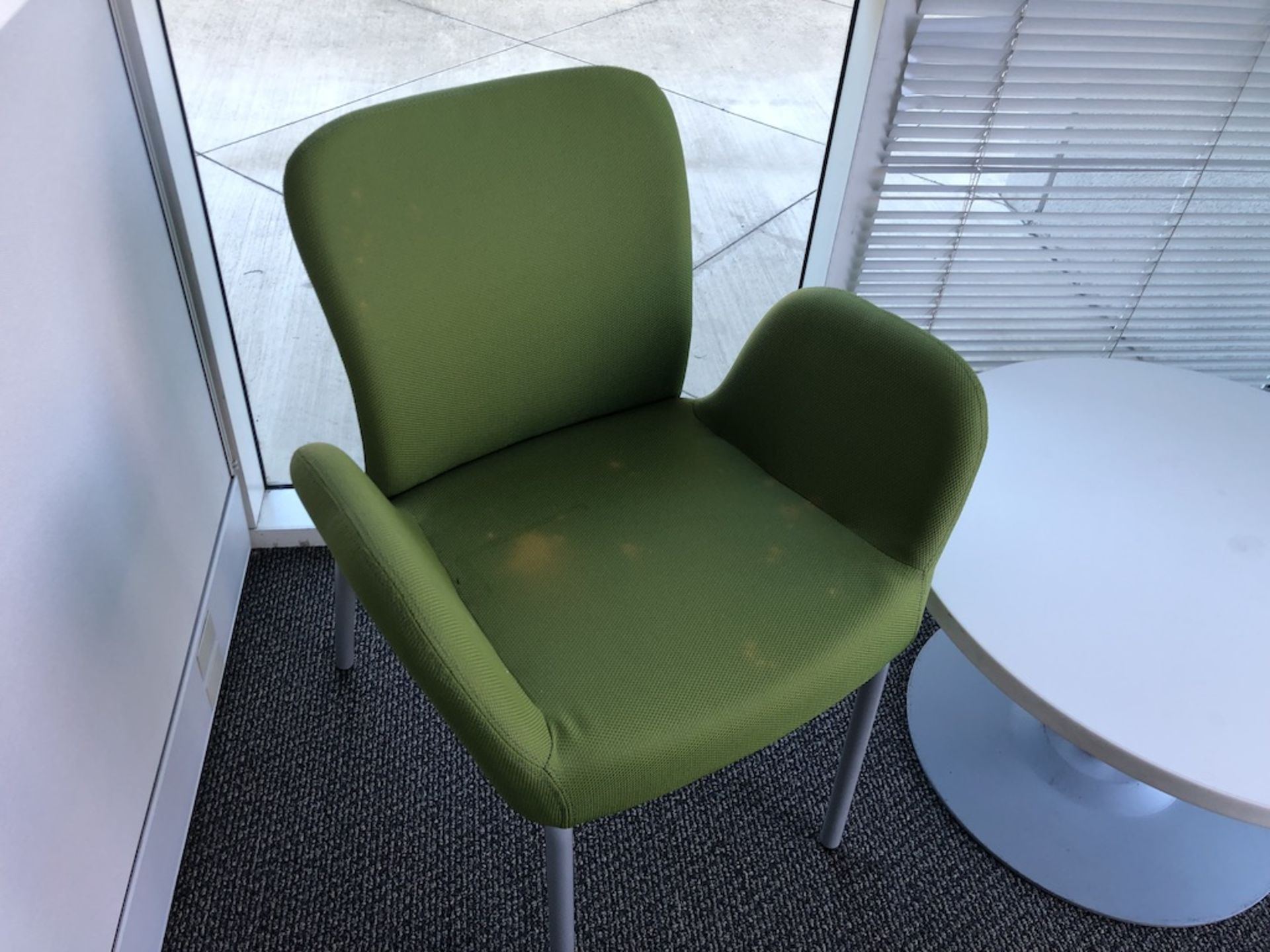 GREEN CUSHION PADDED CHAIR   SCHNEIDER ELECTRIC- 6611 PRESTON AVE SUITE A - Image 2 of 3