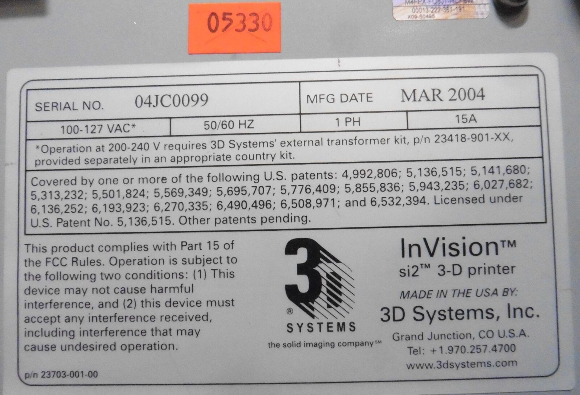 3D Systems InVision si2 3D Printer & InVision Finisher 1-A - Image 7 of 12