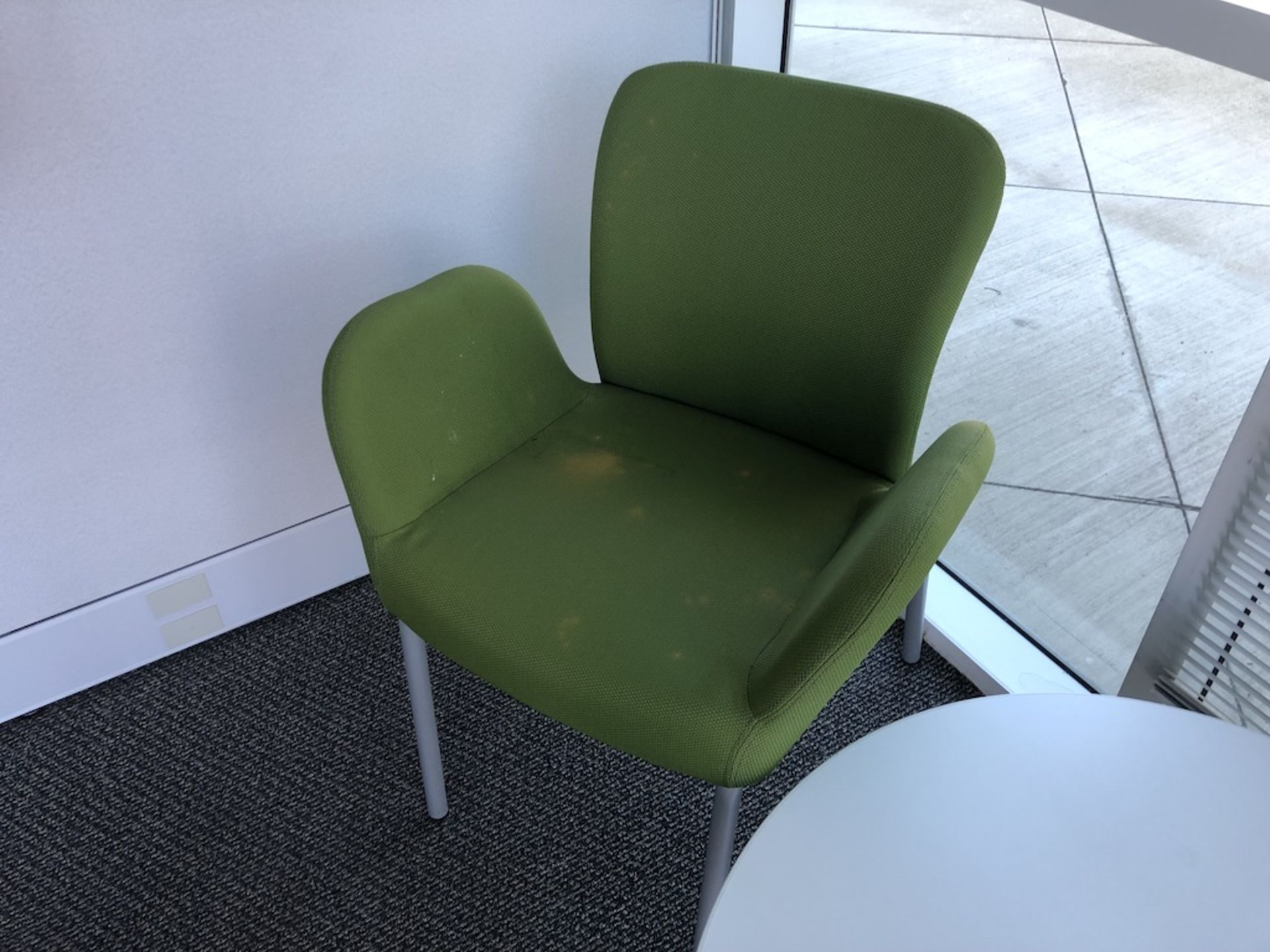 GREEN CUSHION PADDED CHAIR   SCHNEIDER ELECTRIC- 6611 PRESTON AVE SUITE A - Image 3 of 3
