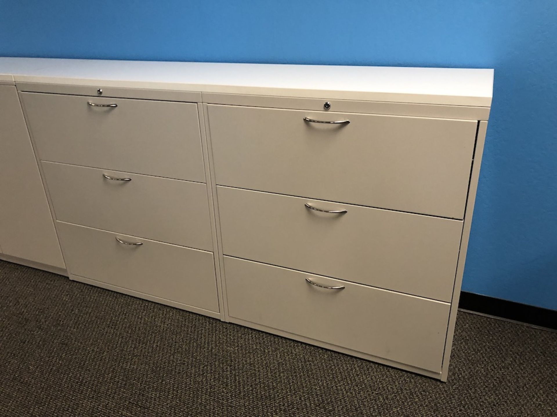 6 DRAWER OFFICE CABINET 6FT L X 18IN W X 41IN H   SCHNEIDER ELECTRIC- 6611 PRESTON AVE SUITE A - Image 3 of 4