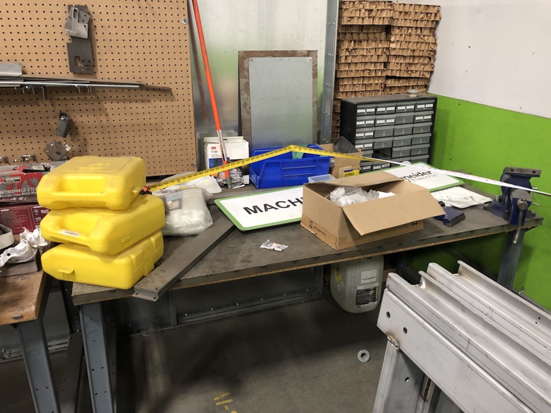 WORK BENCH ( CONTENTS NOT INCLUDED ) 6FT W X 3FT L X 33IN H   SCHNEIDER ELECTRIC- 6611 PRESTON AVE