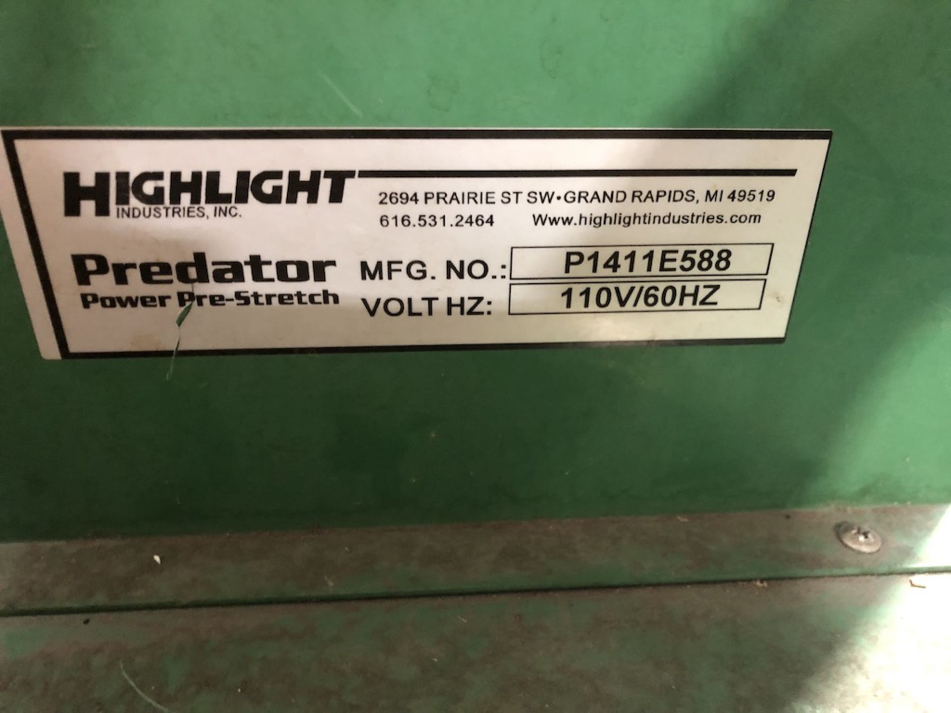 HIGHLIGHT INDUSTRIES INC. PREDATOR POWER PRE-STRETCH PALLET WRAPPER SEMI-AUTOMATIC STRECH WRAP - Image 5 of 6