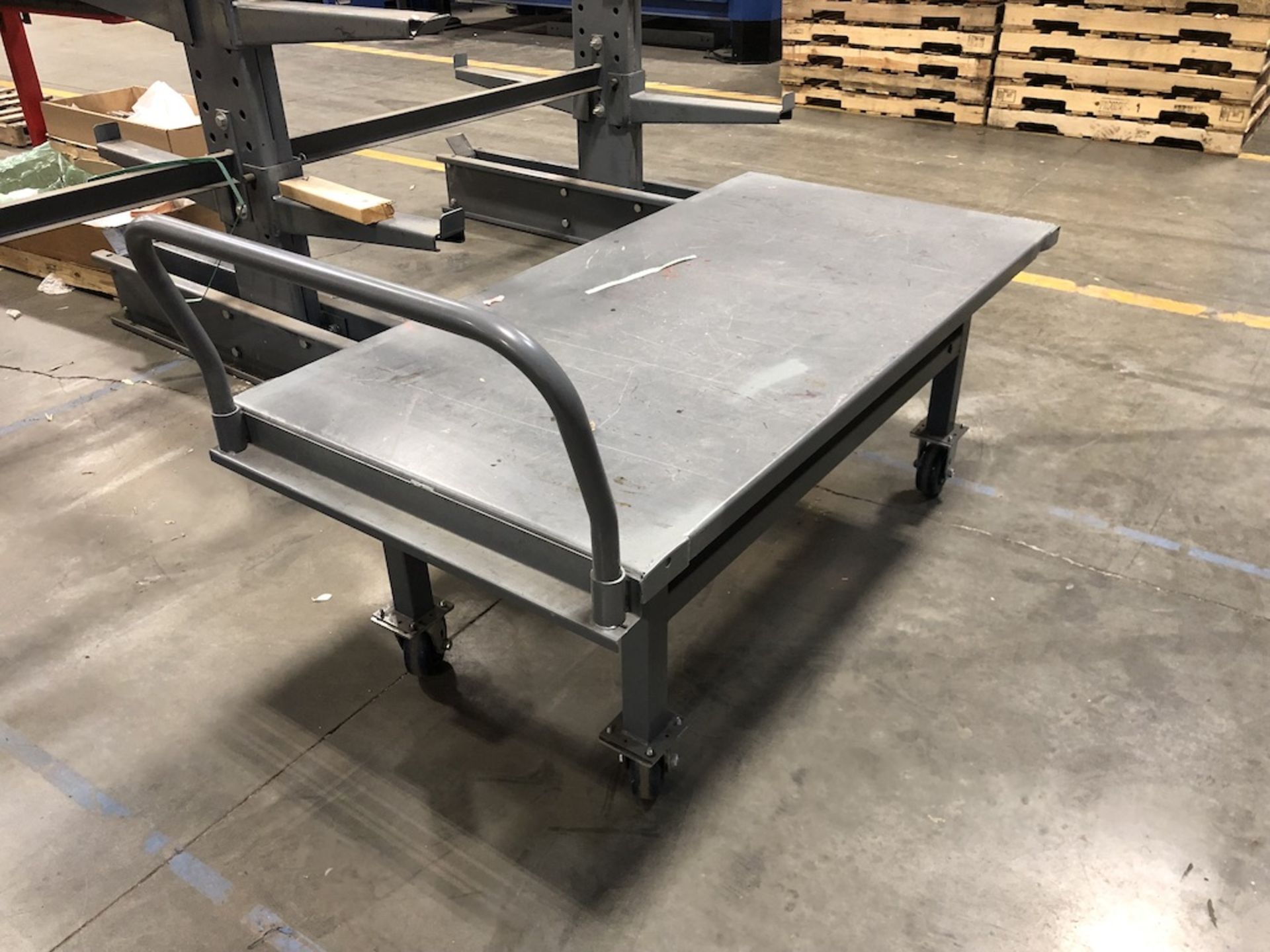 STEEL PLATFORM CART ( CONTENTS NOT INCLUDED ) 64IN L X 30IN W X 37IN H - Image 4 of 5