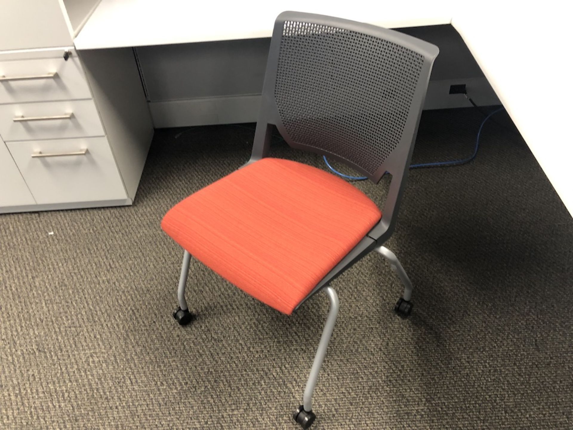 4 CASTER OFFICE CHAIR RED SEATING PAD   SCHNEIDER ELECTRIC- 6611 PRESTON AVE SUITE A - Image 3 of 3