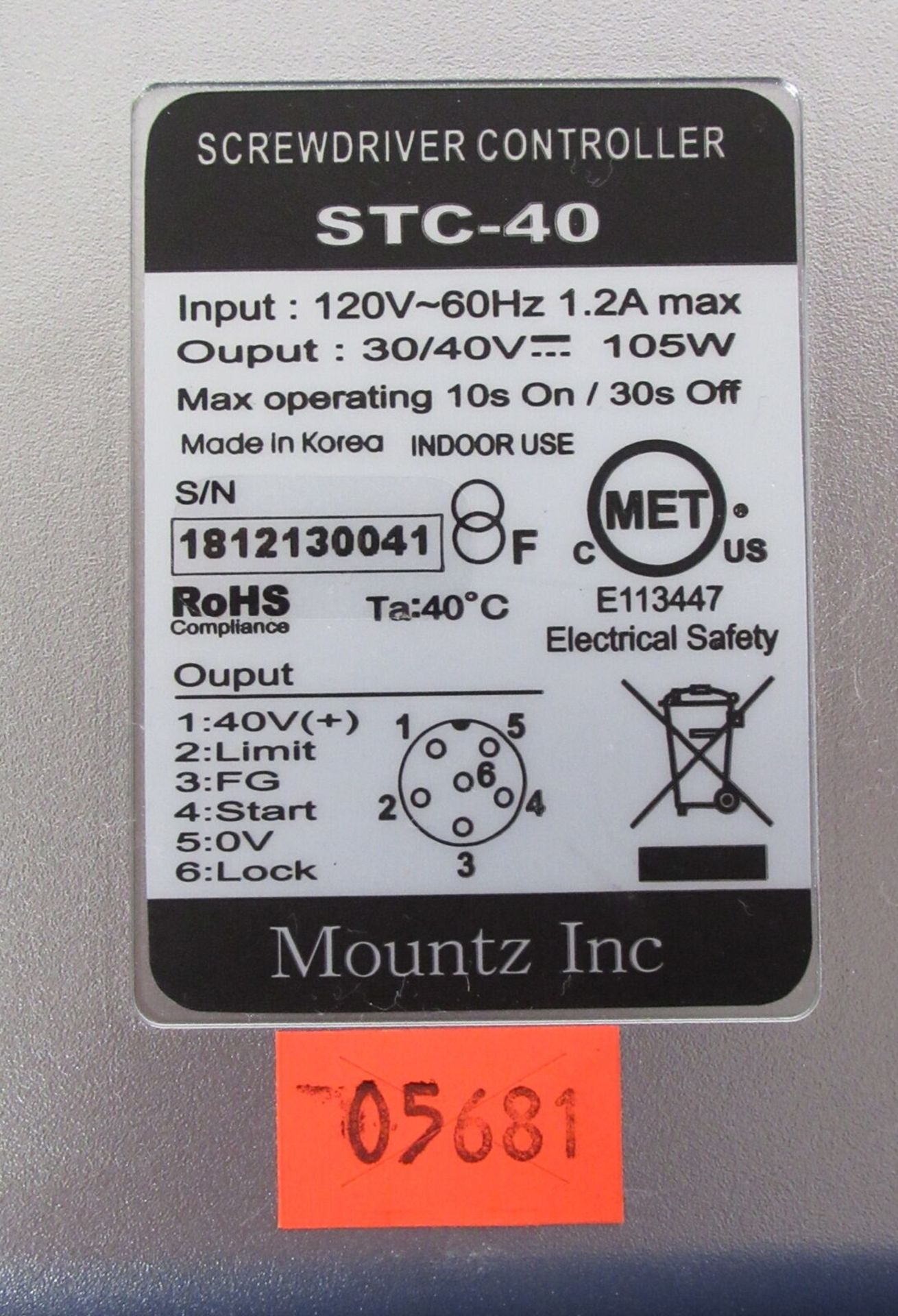 Mountz LF120-A ESD Electric Screwdriver w/ STC-40 Controller - Image 7 of 7