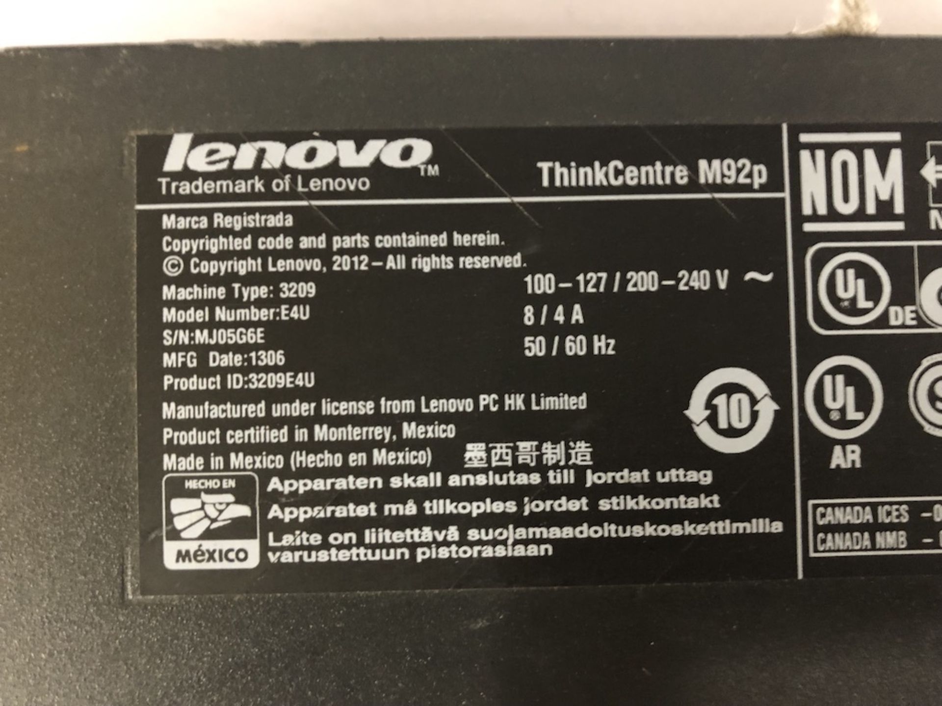 LENOVO E4U THINKCENTRE M92P TOWER DESKTOP COMPUTER - Image 10 of 10