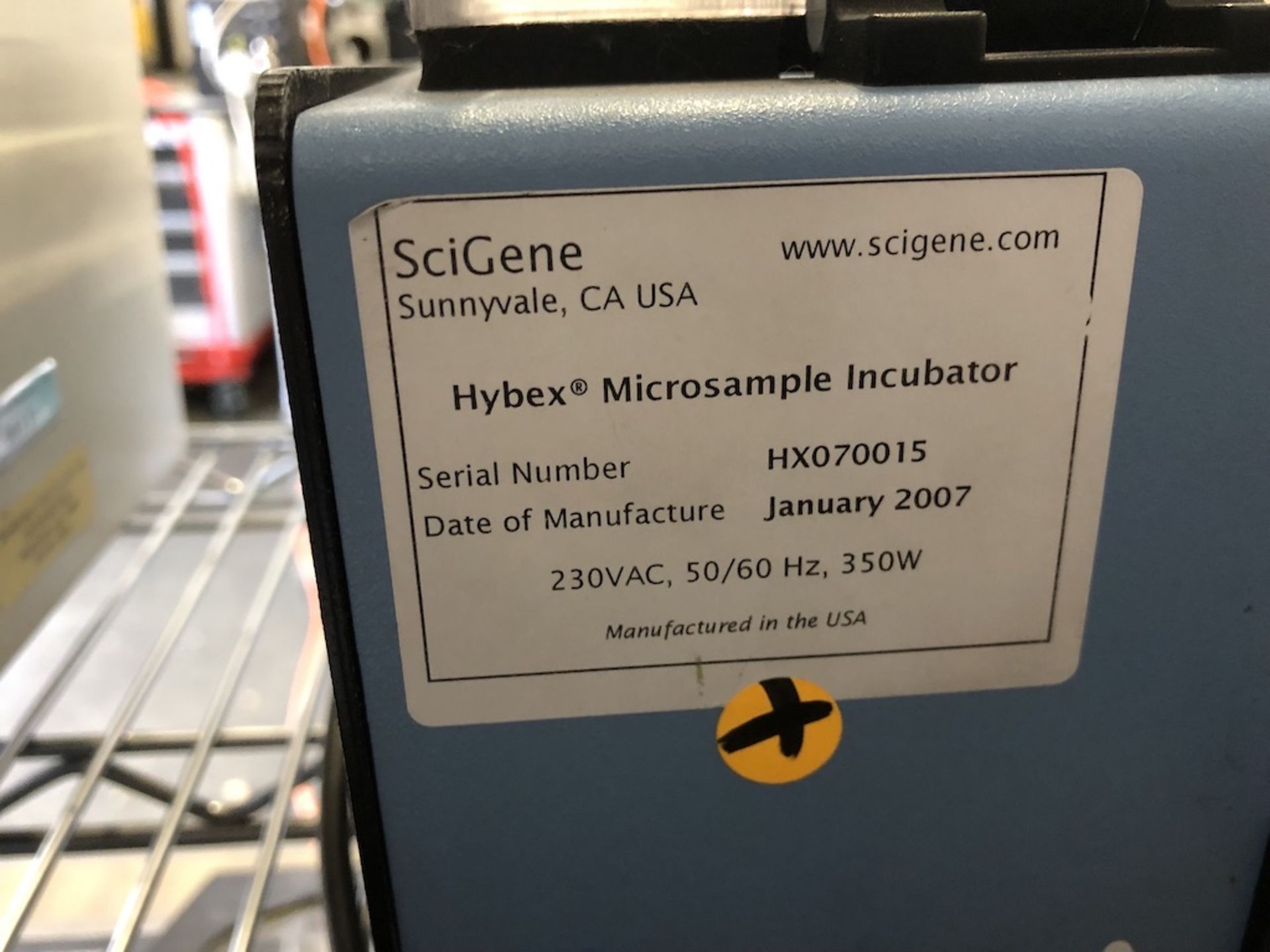 SCIGENE HYBEX MICROSAMPLE INCUBATOR 230VAC, 50/60HZ, 350W Ê 1218 ALDERWOOD AVE. SUNNYVALE, CA - Image 8 of 8