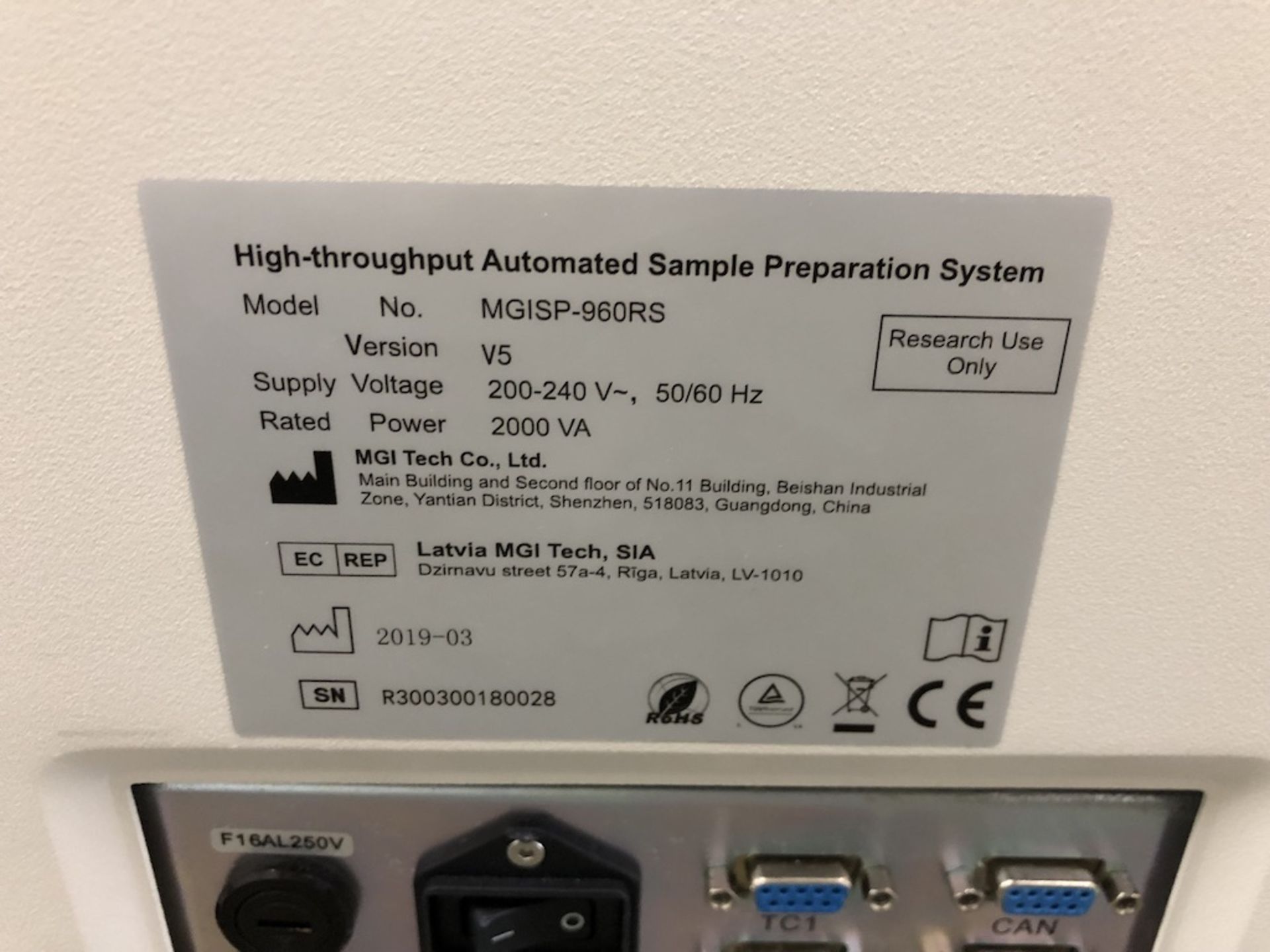 MGI TECH CO. LTD. MGISP-960RS HIGH -THROUGHPUT AUTOMATED SAMPLE PREPARATION SYSTEM VERSION 5 200/ - Image 13 of 13