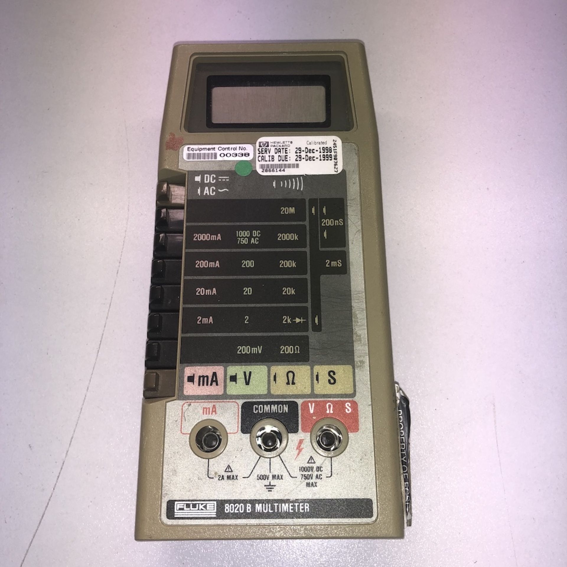 FLUKE 8020B MULTIMETER Ô 1218 ALDERWOOD AVE, SUNNYVALE, CA. 94089