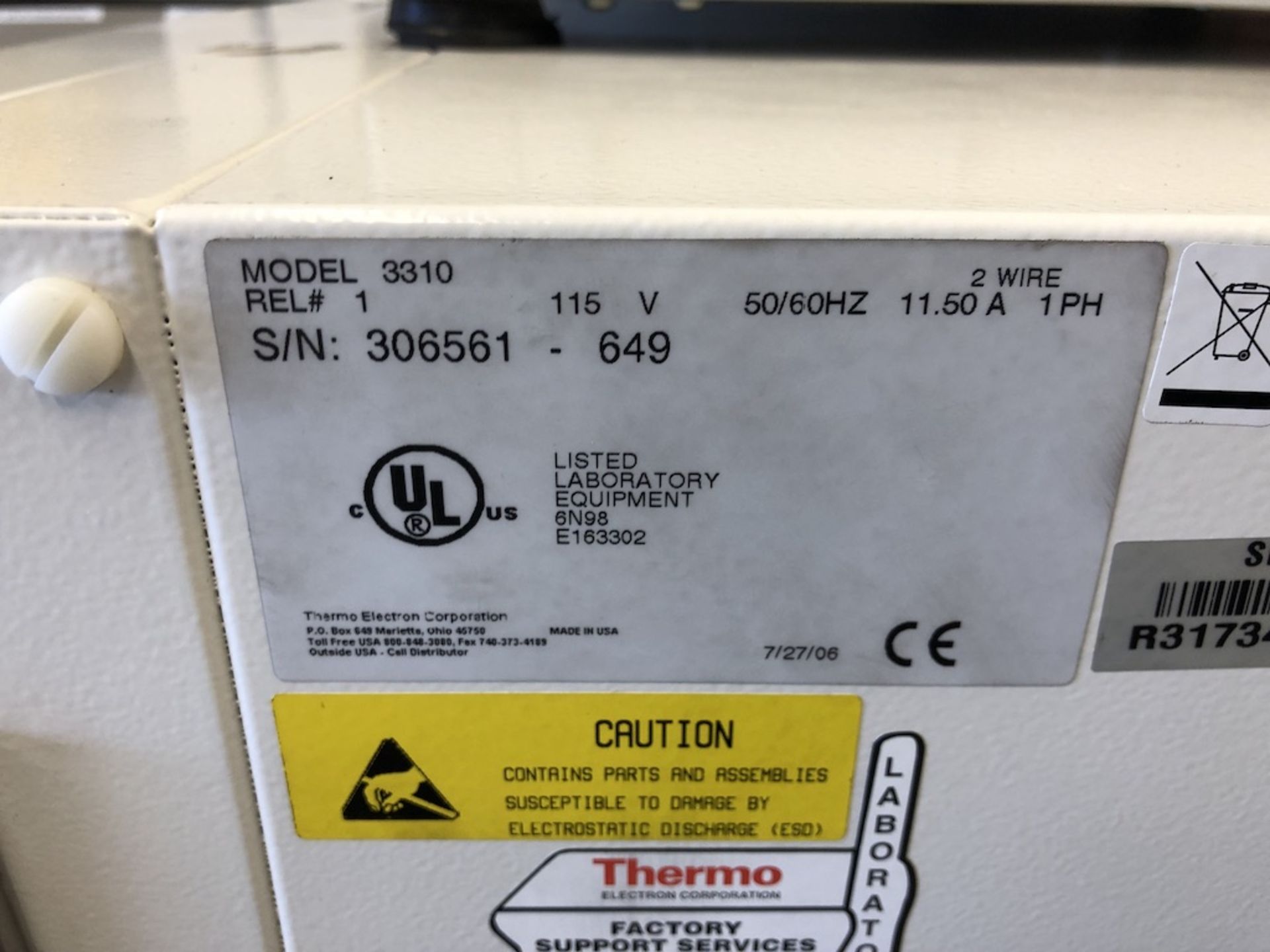 THERMO FISHER SCIENTIFIC 3310 STERI-CULT CO2 INCUBATOR 115V, 50/60HZ, 11.5A, 1PH 306561-649 - Image 10 of 11