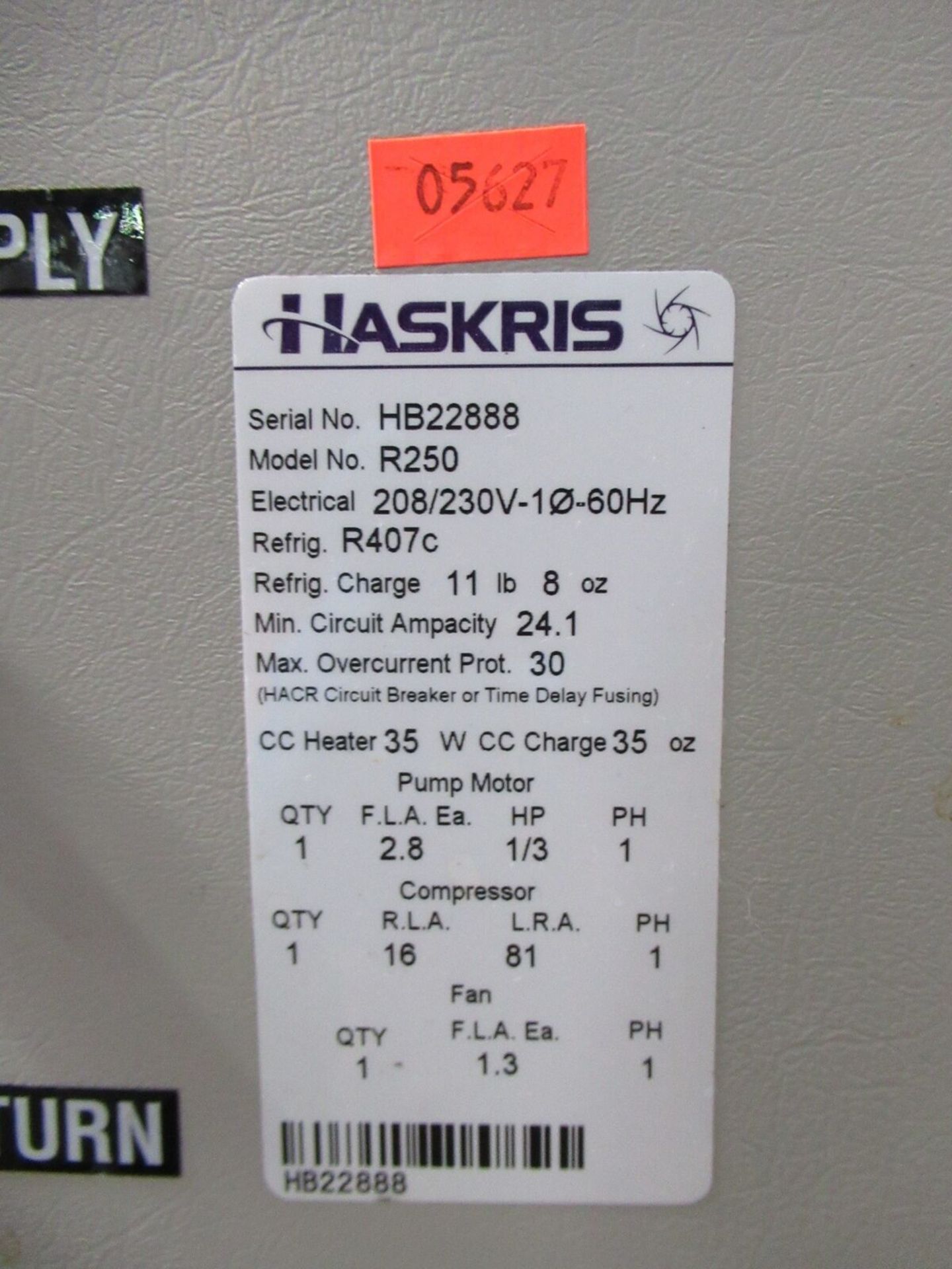 Haskris R250 Air Cooled Water Chiller w/ Option H - Image 6 of 6