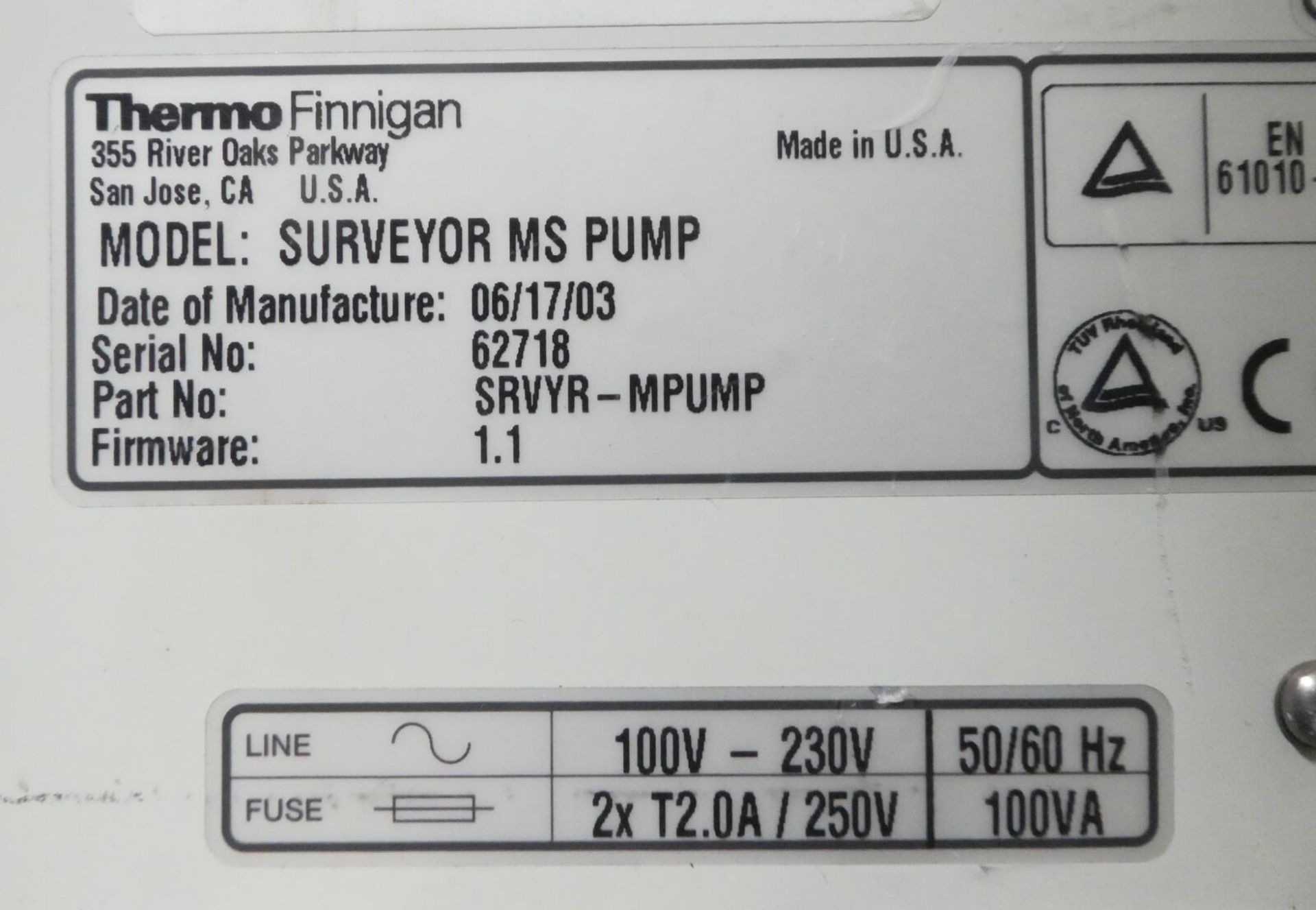 Thermo Finnigan Surveyor MS Pump HPLC - Image 8 of 8