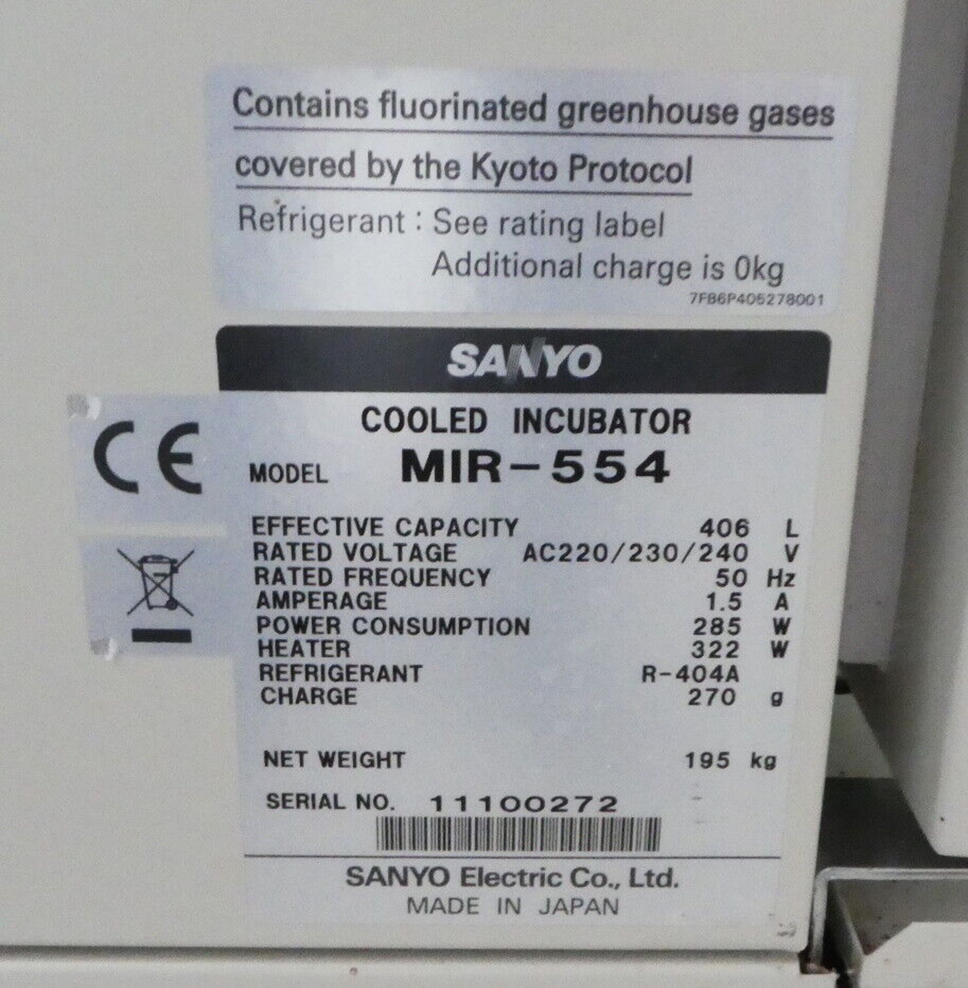 Sanyo MIR-554 Cooled Incubator 220V - Image 9 of 11