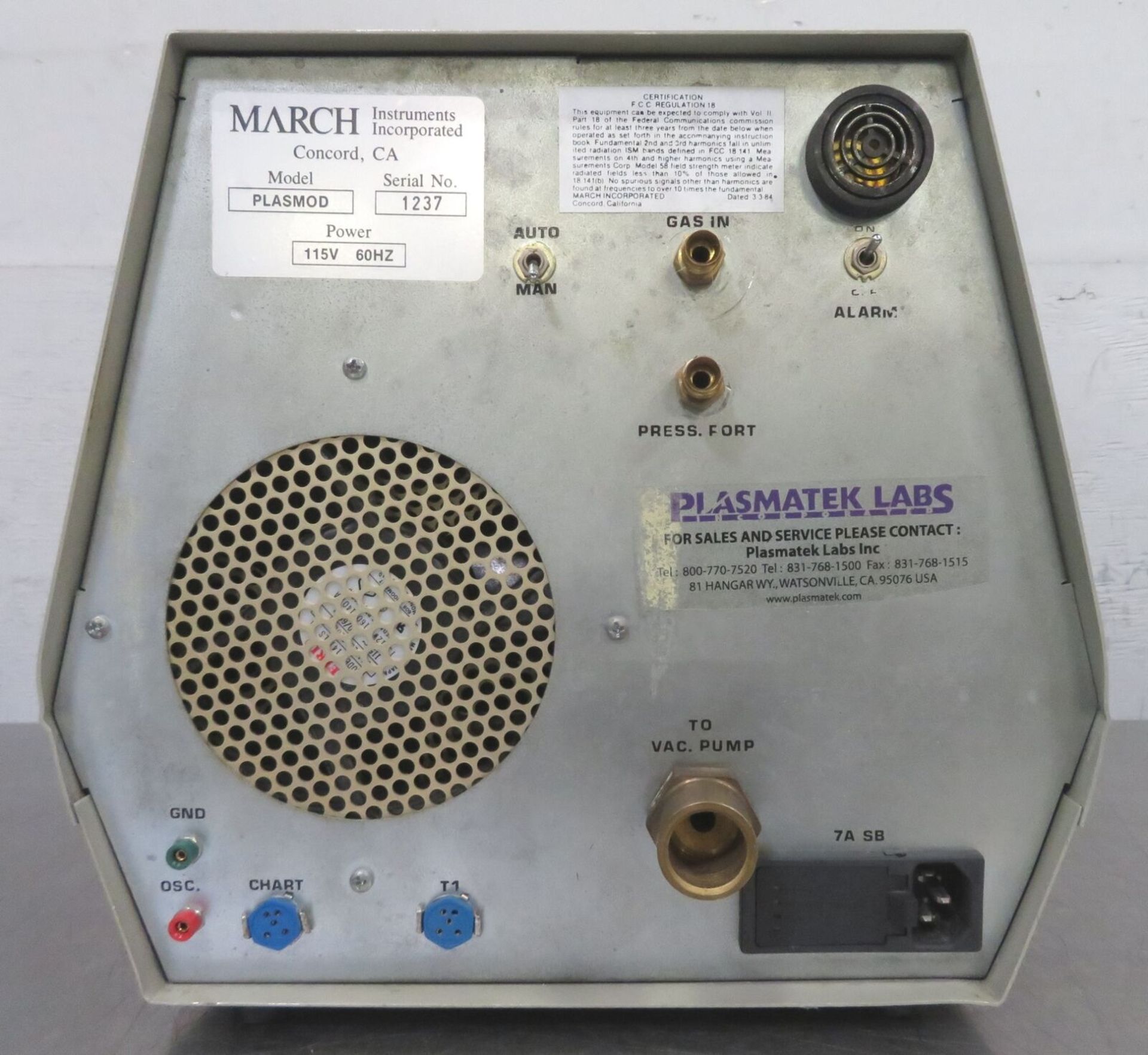 March PLASMOD Plasma Etcher / Cleaner / Barrel Asher (parts) Eimac 4-65A - Gilroy - Image 5 of 10