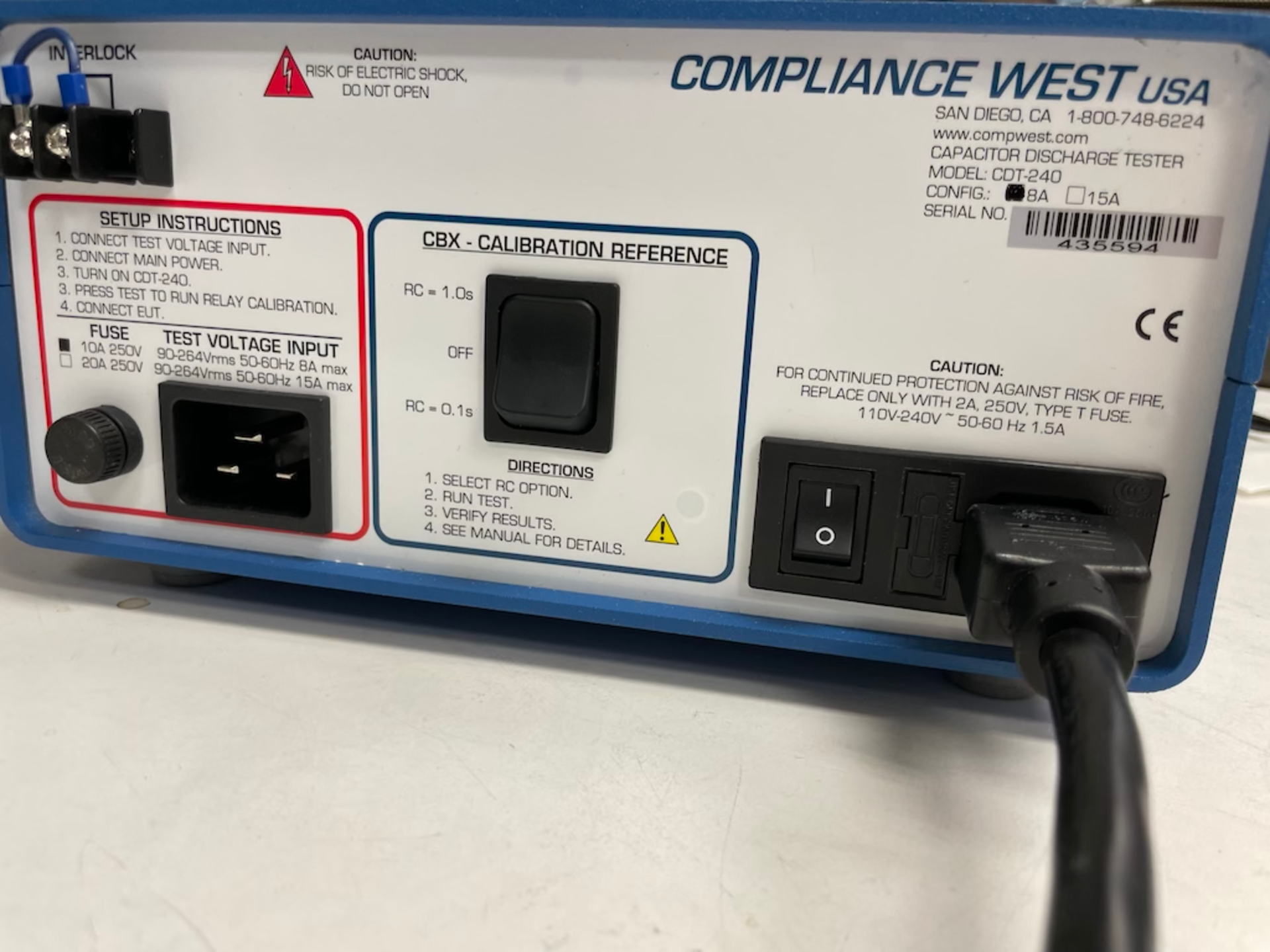 Compliance West CDT-240 Capacitor Discharge Tester SN/ 435594 - Located in Santa Clara, CA - Image 5 of 5