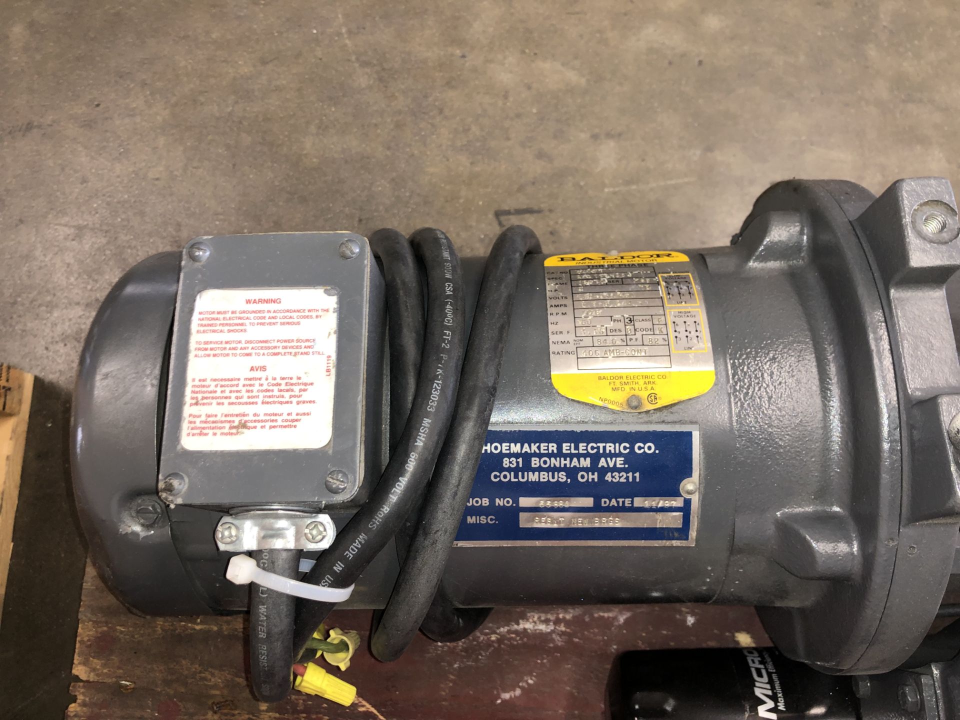 BALDOR GENERAL PURPOSE INDUSTRIAL MOTOR THREE PHASE CAT NO: VM3611T w/ ATTACHED BUSCH VACUUM PUMP - Image 6 of 9