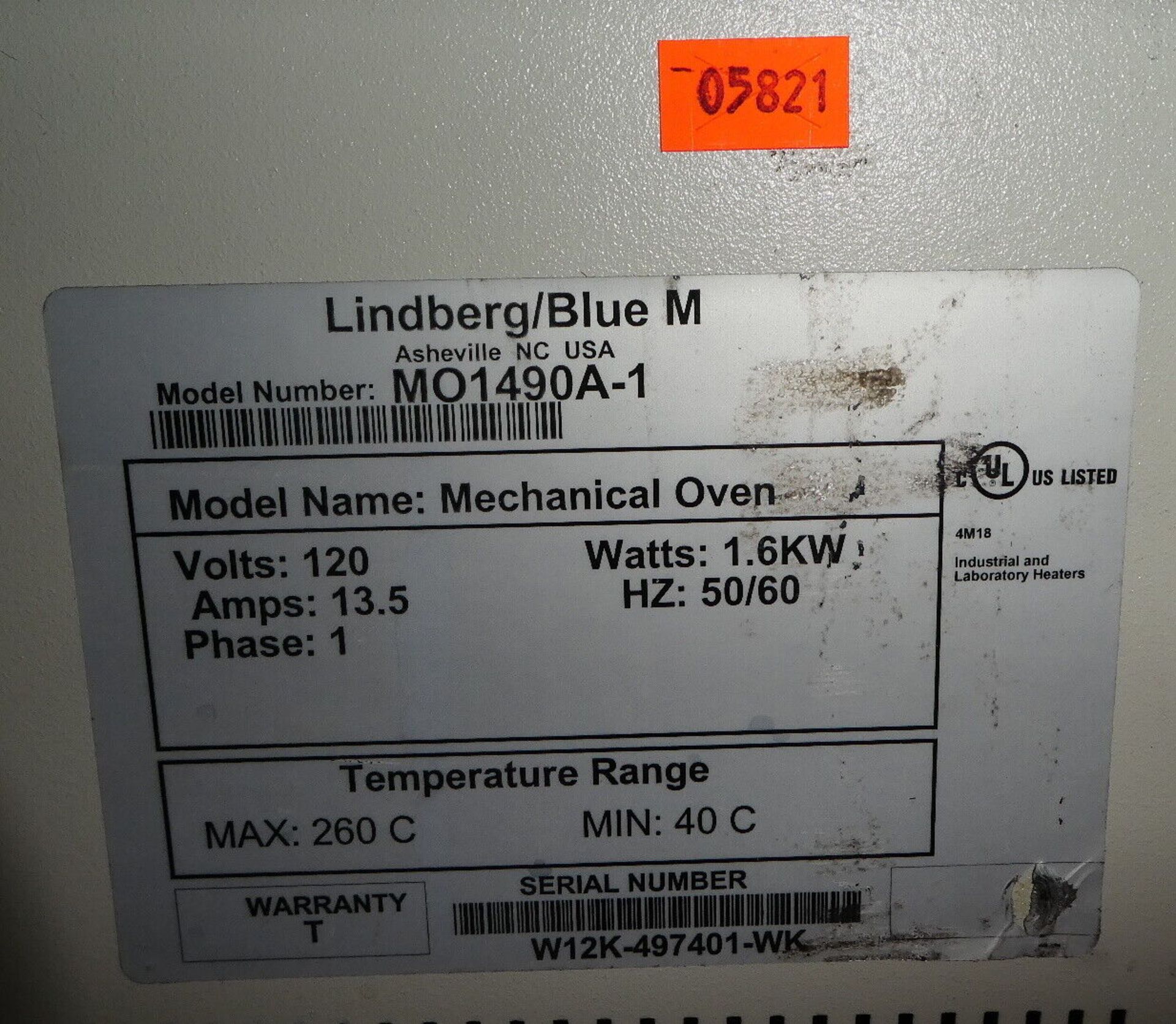 Lindberg Blue M MO1490A-1 Mechanical Oven 40ºc-260ºc - Gilroy - Image 8 of 9