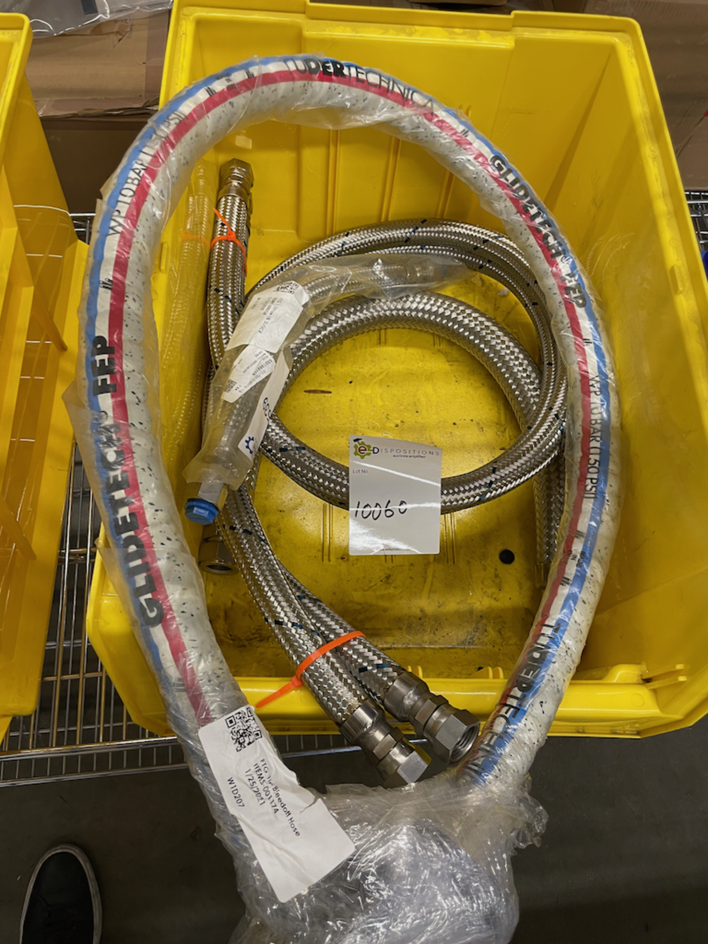 LOT CONSISTING OF QTY-4 SECTIONS OF BRAIDED WIRE TUBES | CABLES, 2 ~5' SECTIONS & 1- 2' SECTION -
