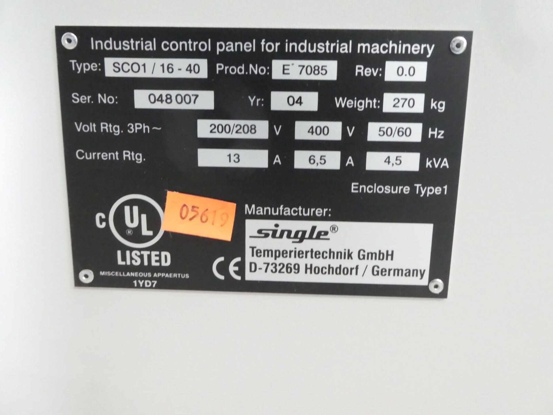 Agilent Single SCO 1/16-40 Industrial Chiller Cooler - Unused SCO1/16-40 - Gilroy - Image 11 of 12