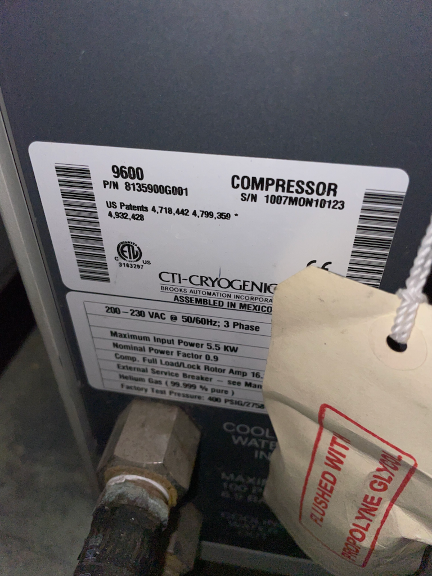 CTI-CRYOGENICS 9600 CRYOCOMPRESSOR - Image 4 of 5