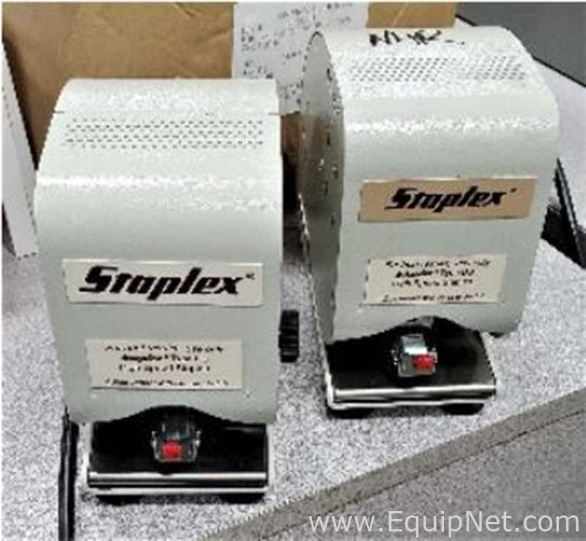 Lot of 2 Staplex Industrial Electric Staplers with Stapling