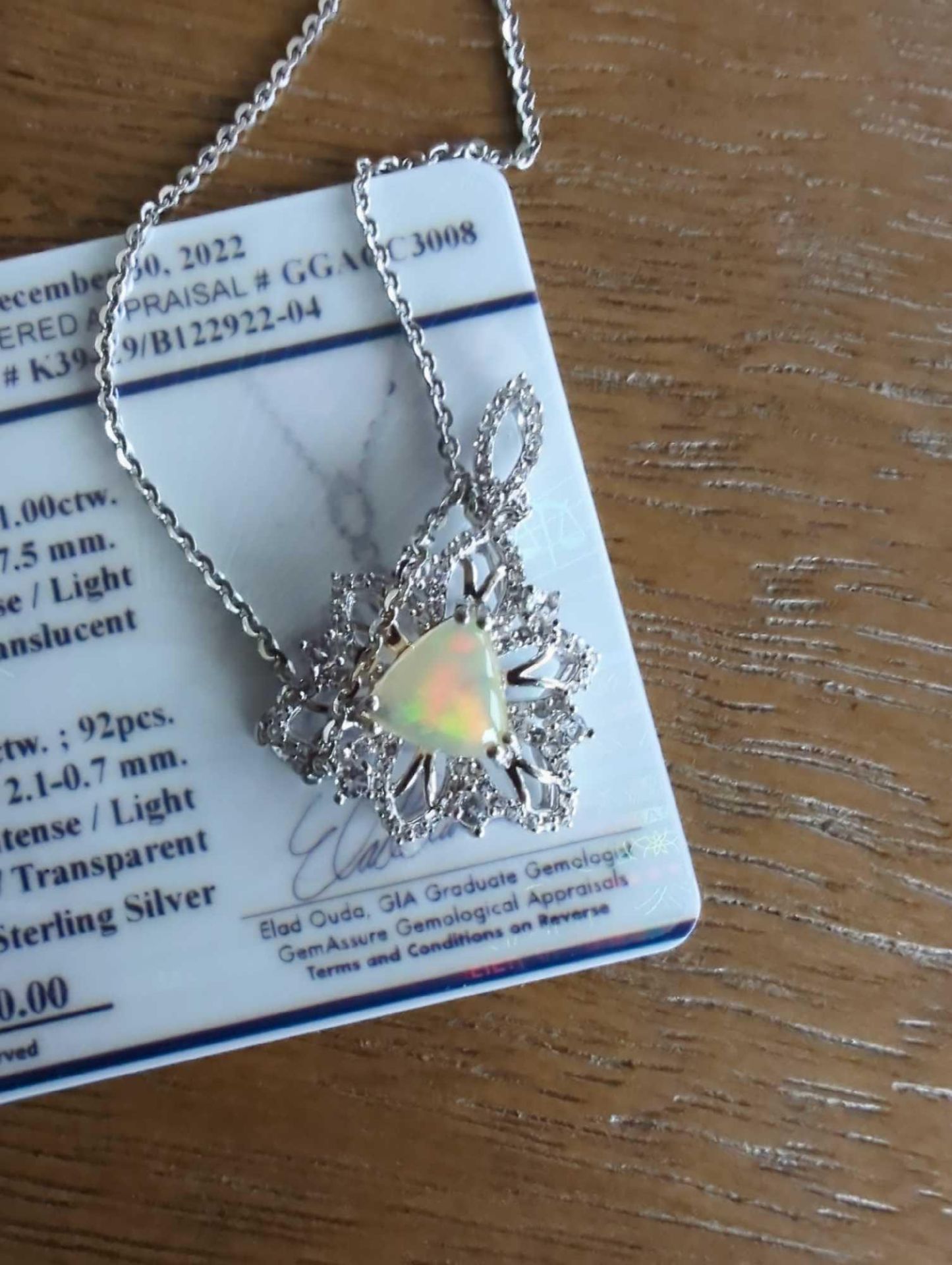 Opal and sapphire necklace - Image 3 of 3