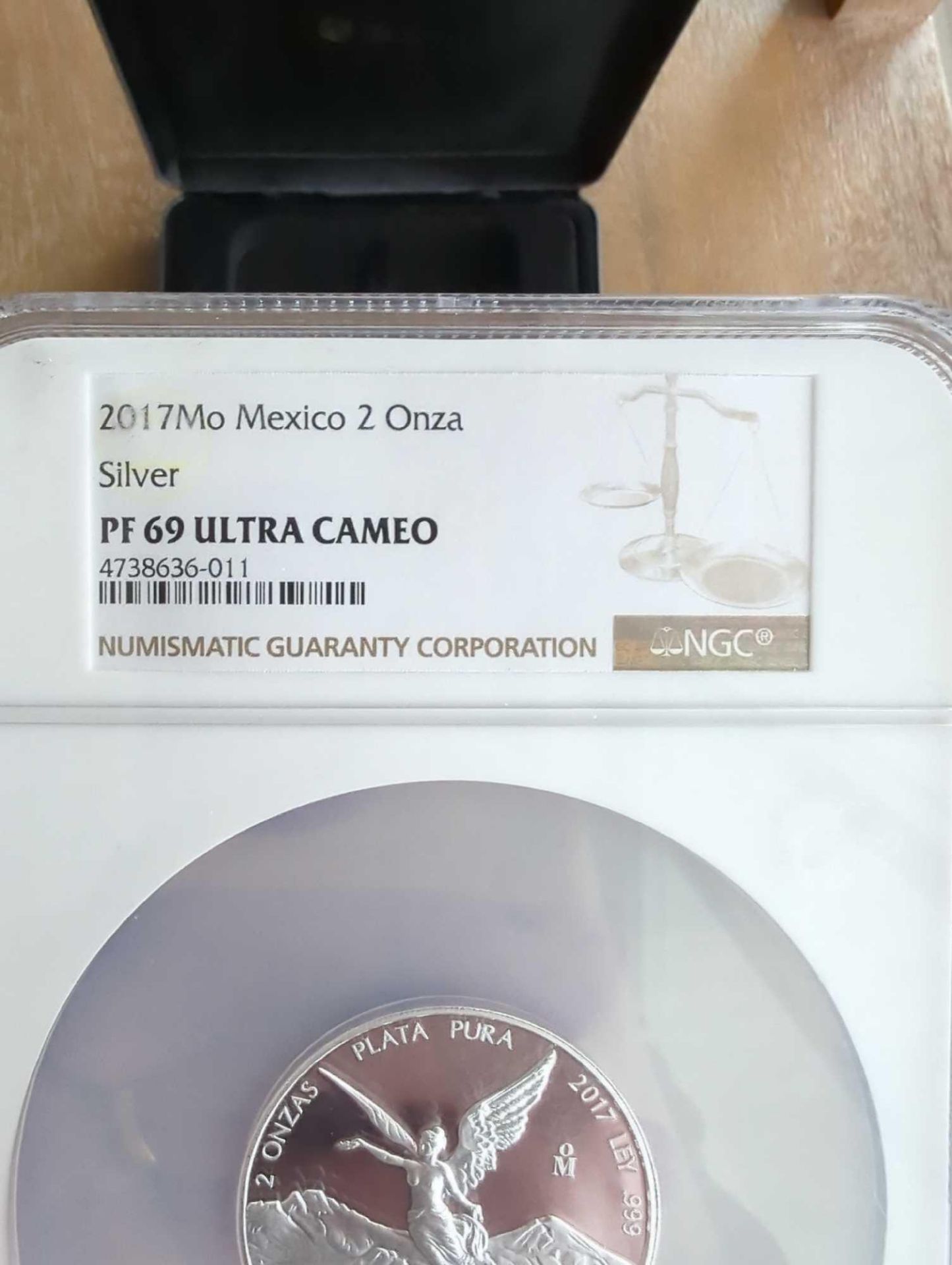 2 oz 2017 MO Mexicao 2 Onza Graded Coin with Case - Image 3 of 6